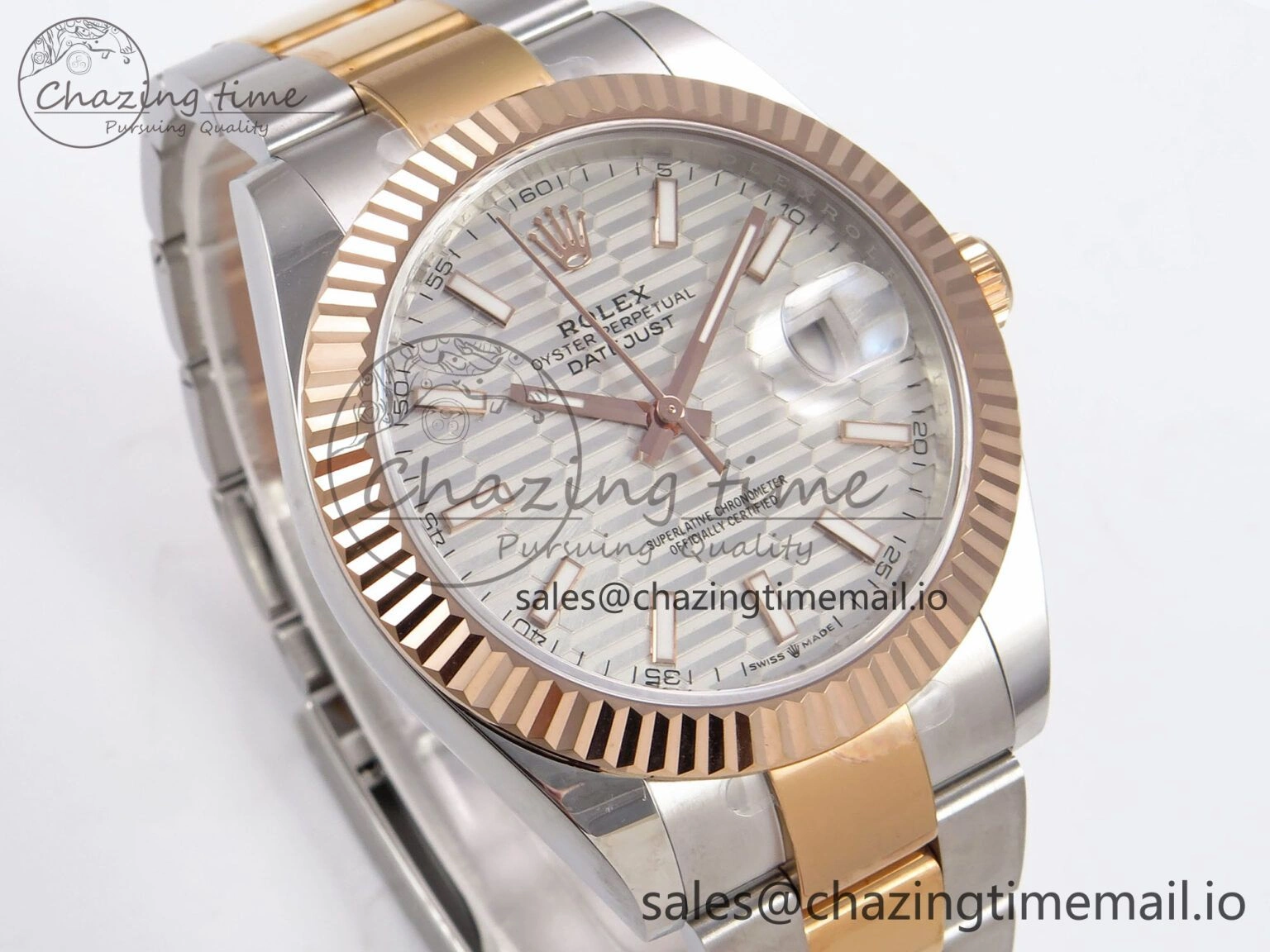 Affordable DateJust 41 126331 EWEF Best Edition Silver Textured Dial on SS RG Oyster Bracelet A 979