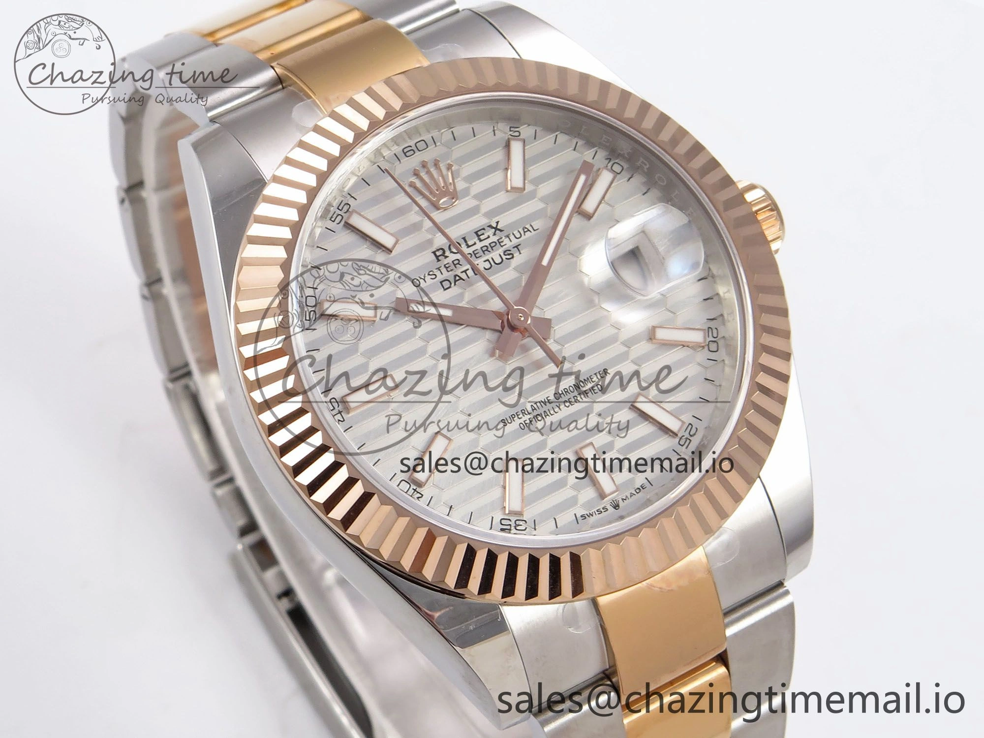 Affordable DateJust 41 126331 EWEF Best Edition Silver Textured Dial on SS RG Oyster Bracelet A 979