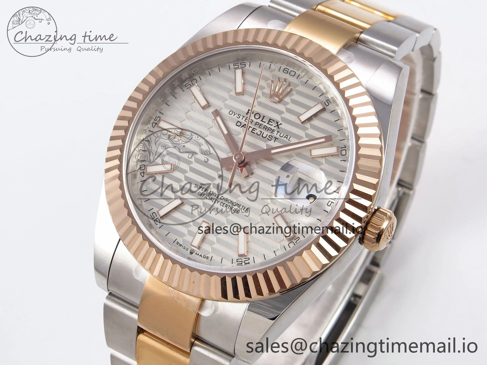Affordable DateJust 41 126331 EWEF Best Edition Silver Textured Dial on SS RG Oyster Bracelet A 979