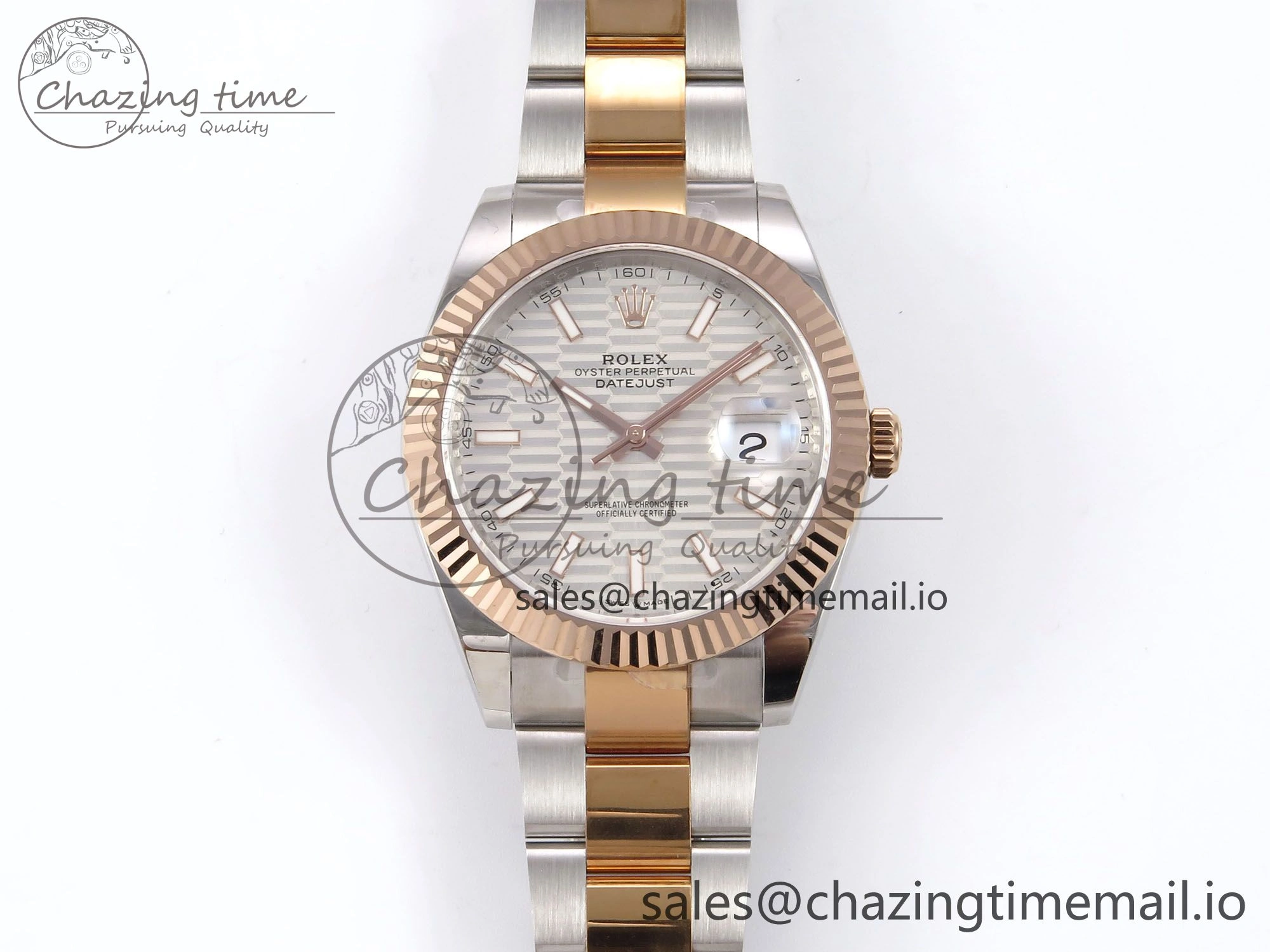 Affordable DateJust 41 126331 EWEF Best Edition Silver Textured Dial on SS RG Oyster Bracelet A 979