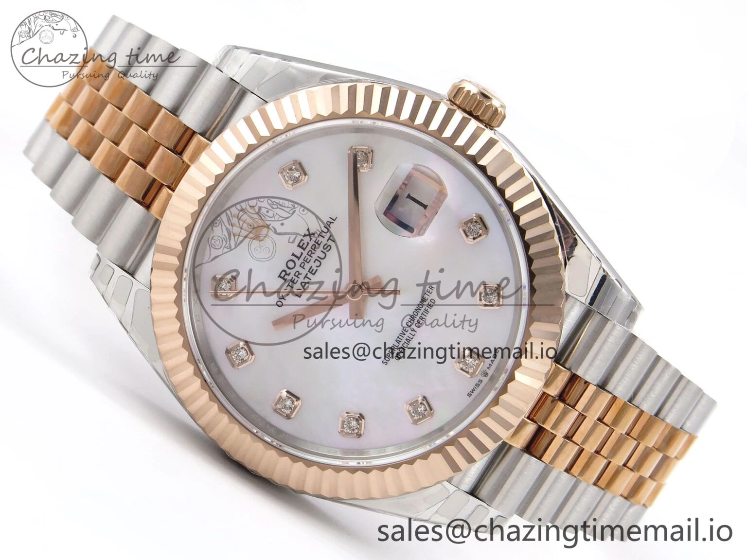 Affordable DateJust 41 126331 EWEF Best Edition White MOP Dial on SS RG Jubilee Bracelet A 998