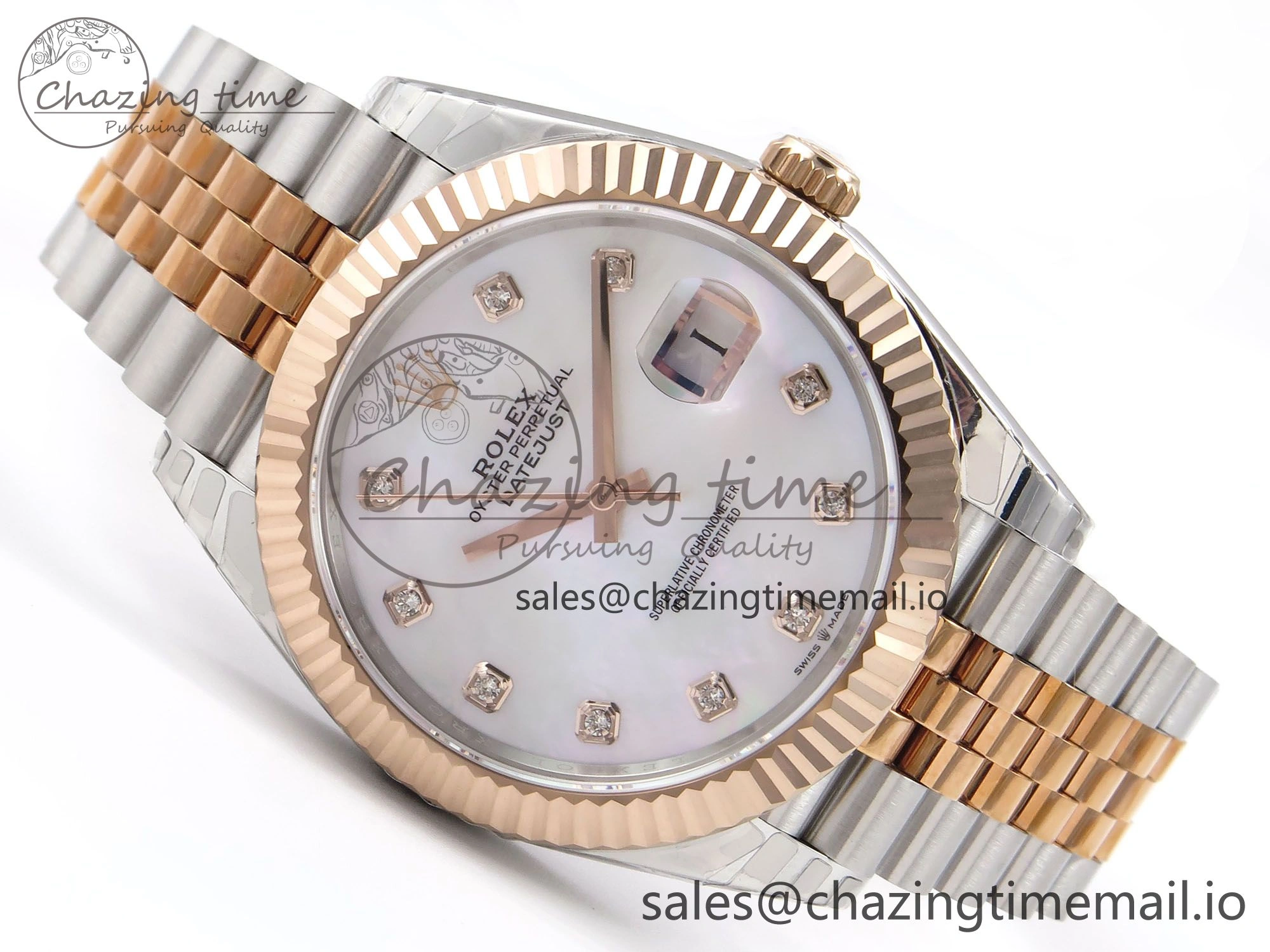 Affordable DateJust 41 126331 EWEF Best Edition White MOP Dial on SS RG Jubilee Bracelet A 998
