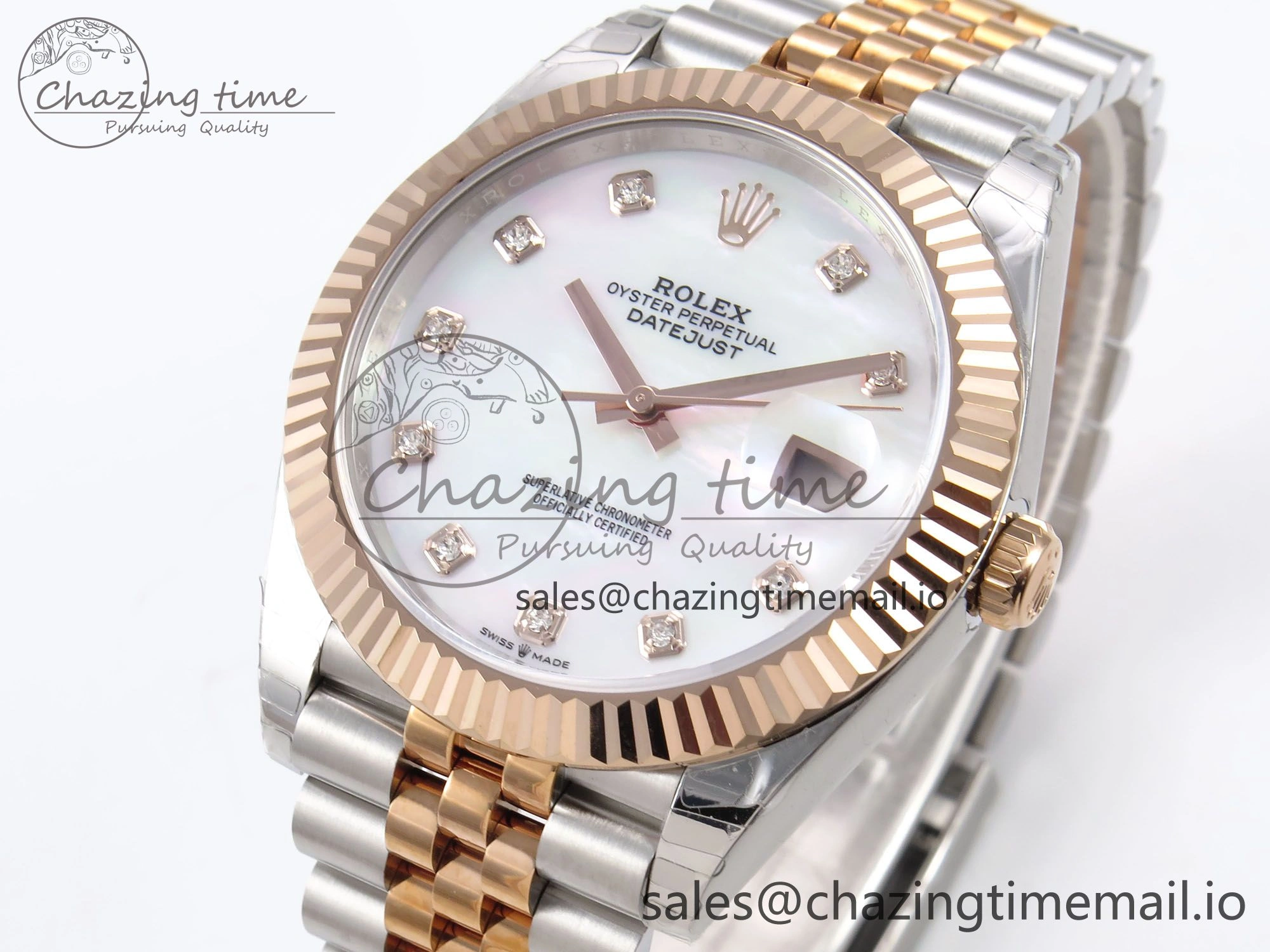 Affordable DateJust 41 126331 EWEF Best Edition White MOP Dial on SS RG Jubilee Bracelet A 998