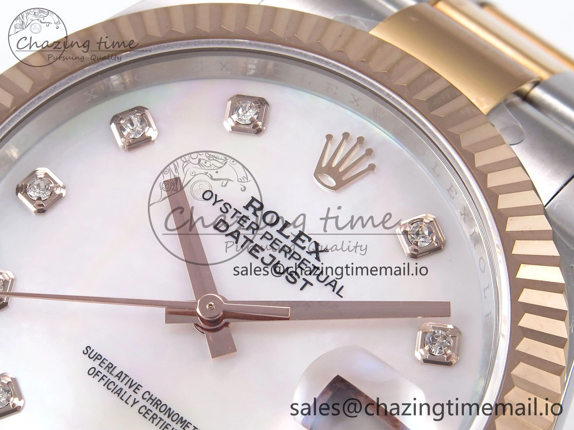 ModernLook DateJust 41 126331 EWEF Best Edition White MOP Dial on SS RG Oyster Bracelet A 981