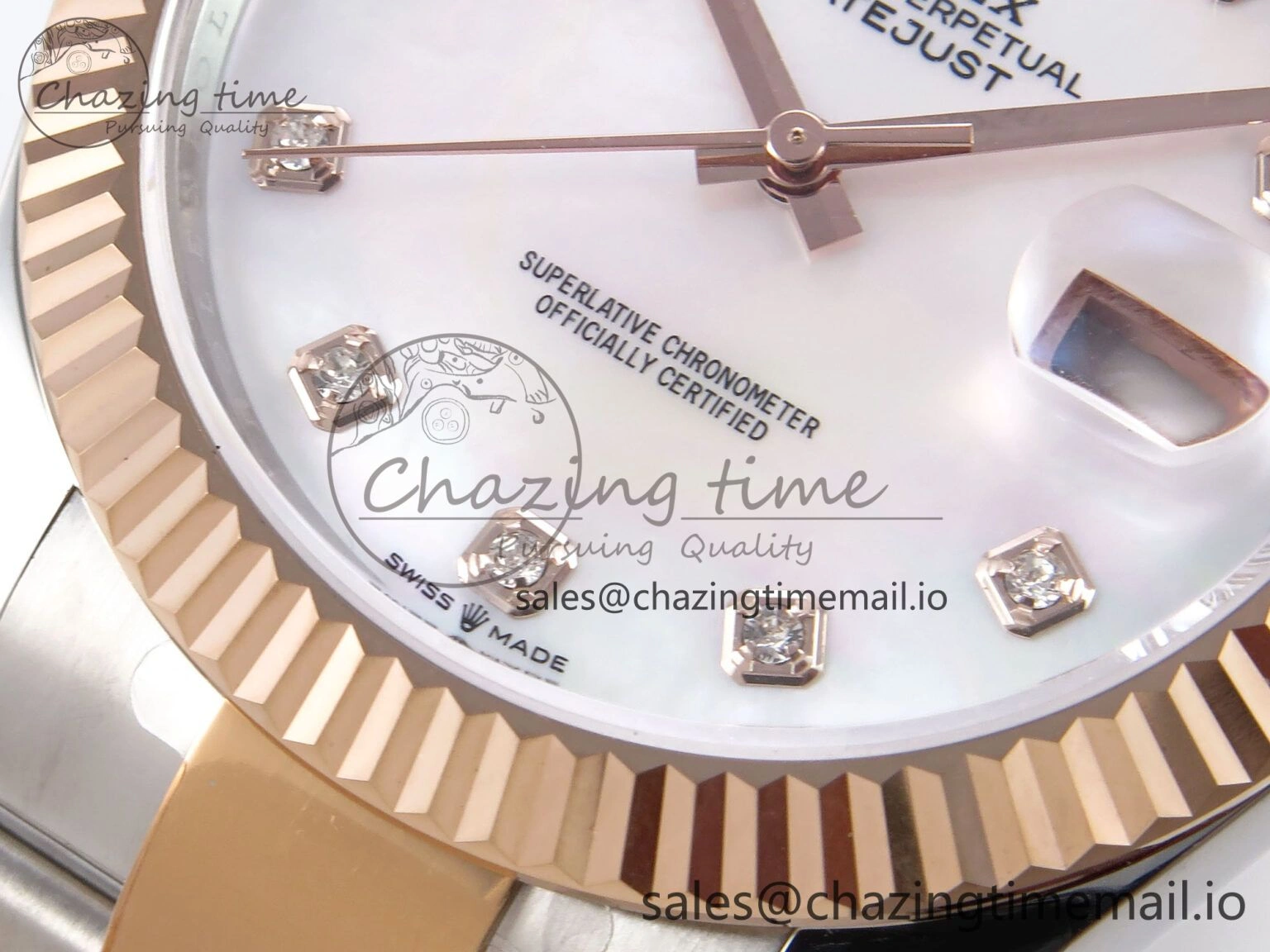 ModernLook DateJust 41 126331 EWEF Best Edition White MOP Dial on SS RG Oyster Bracelet A 981