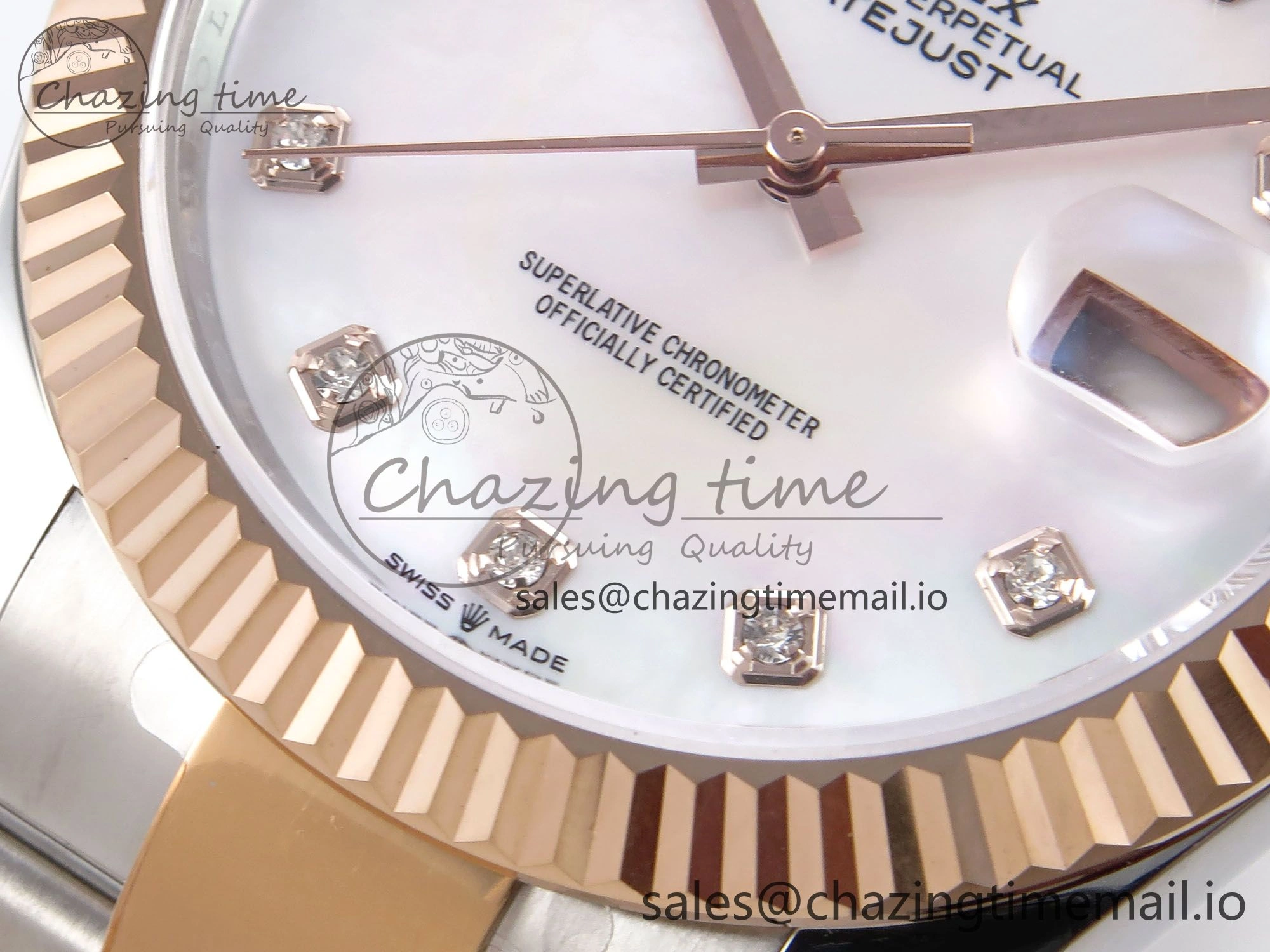 ModernLook DateJust 41 126331 EWEF Best Edition White MOP Dial on SS RG Oyster Bracelet A 981