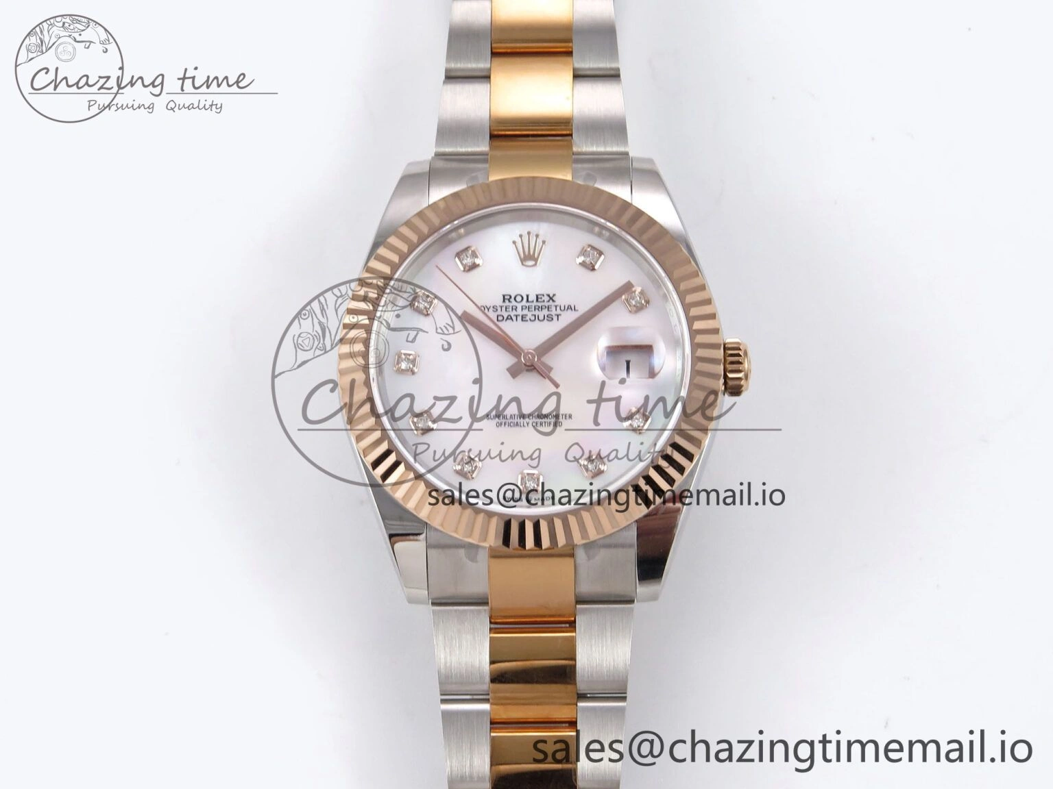 ModernLook DateJust 41 126331 EWEF Best Edition White MOP Dial on SS RG Oyster Bracelet A 981