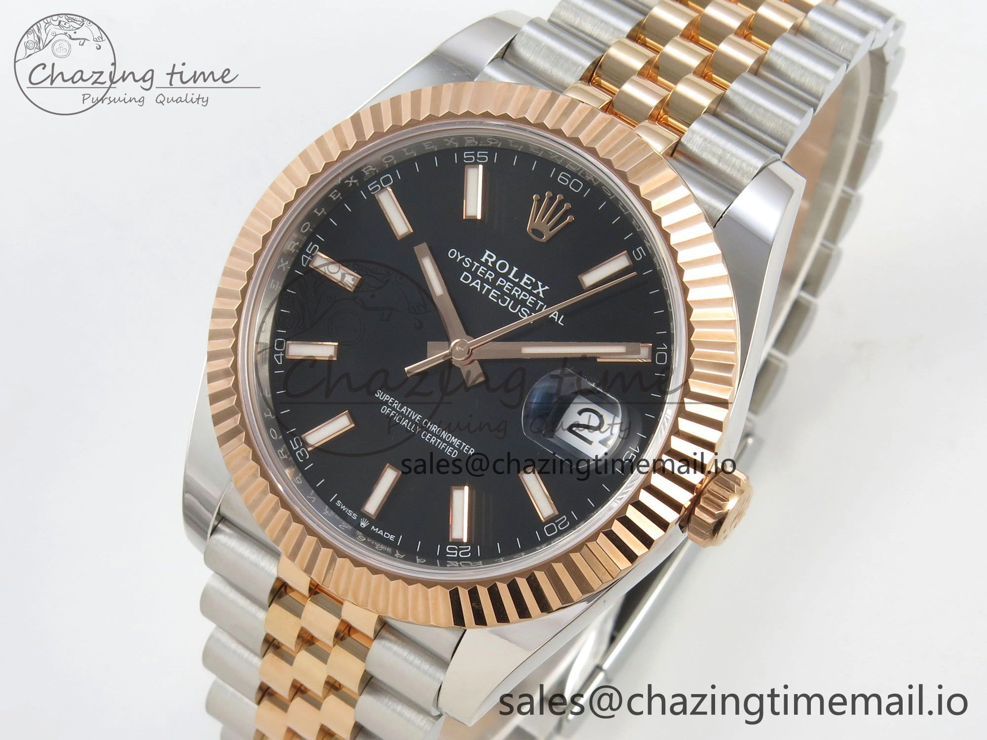 Soft DateJust 41 126331 SS RG ARF 1:1 Best Edition Black Stick Dial on Jubilee Bracelet SH3235 (Weighted) 200