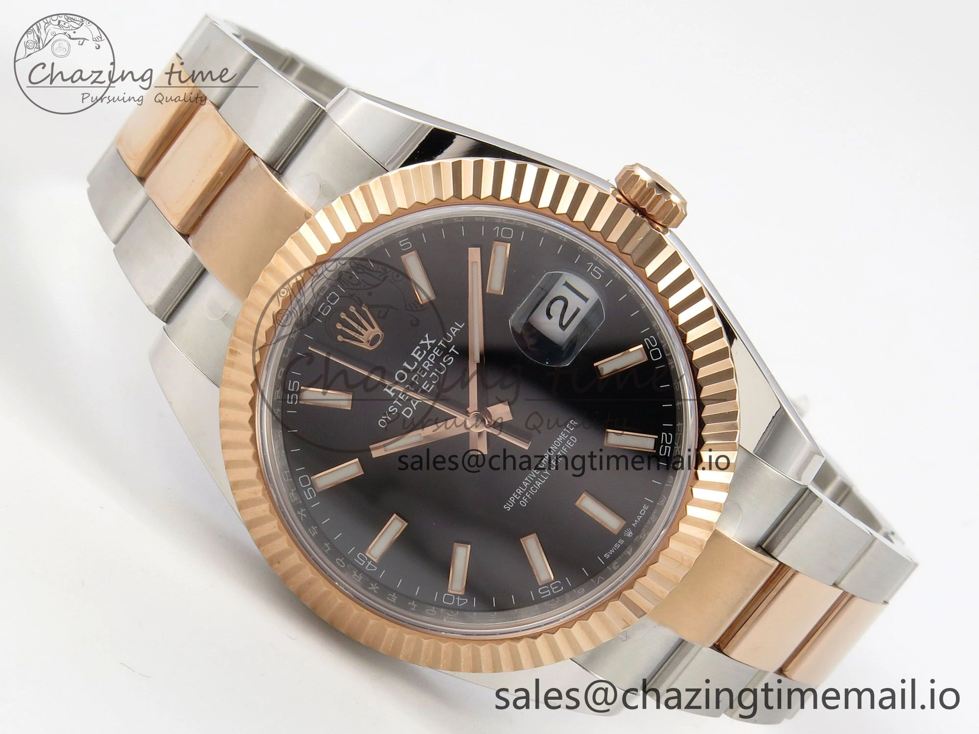 WaterResistant DateJust 41 126331 SS RG ARF 1:1 Best Edition Black Stick Dial on Oyster Bracelet SH3235 (Weighted) 189