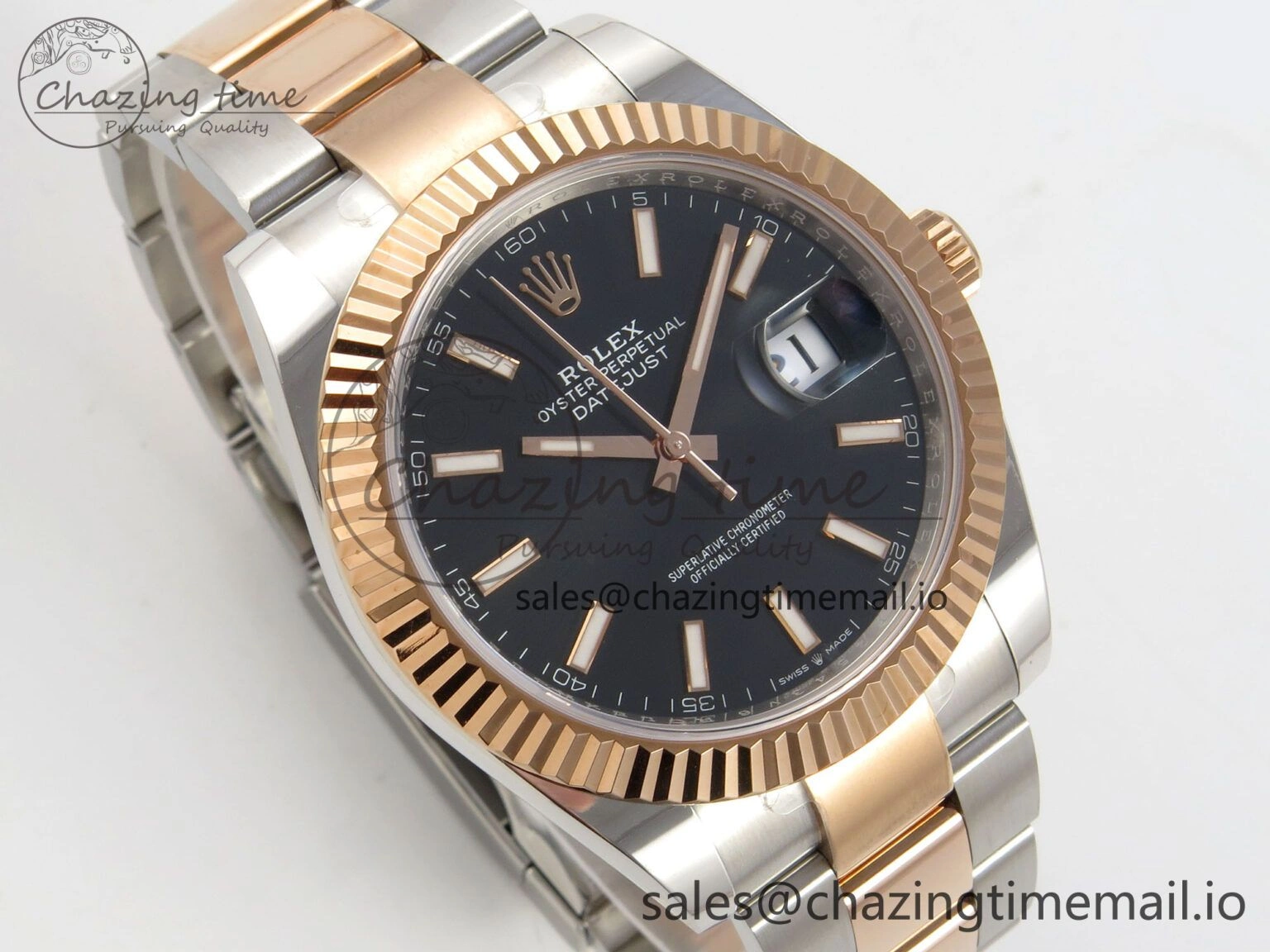 WaterResistant DateJust 41 126331 SS RG ARF 1:1 Best Edition Black Stick Dial on Oyster Bracelet SH3235 (Weighted) 189