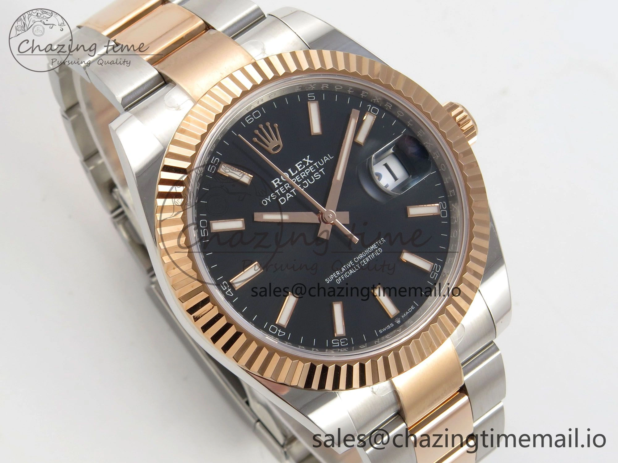 WaterResistant DateJust 41 126331 SS RG ARF 1:1 Best Edition Black Stick Dial on Oyster Bracelet SH3235 (Weighted) 189