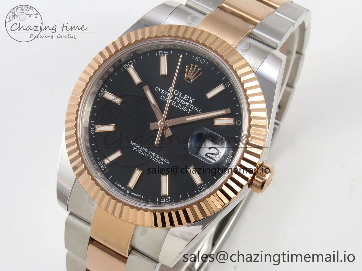 WaterResistant DateJust 41 126331 SS RG ARF 1:1 Best Edition Black Stick Dial on Oyster Bracelet SH3235 (Weighted) 189