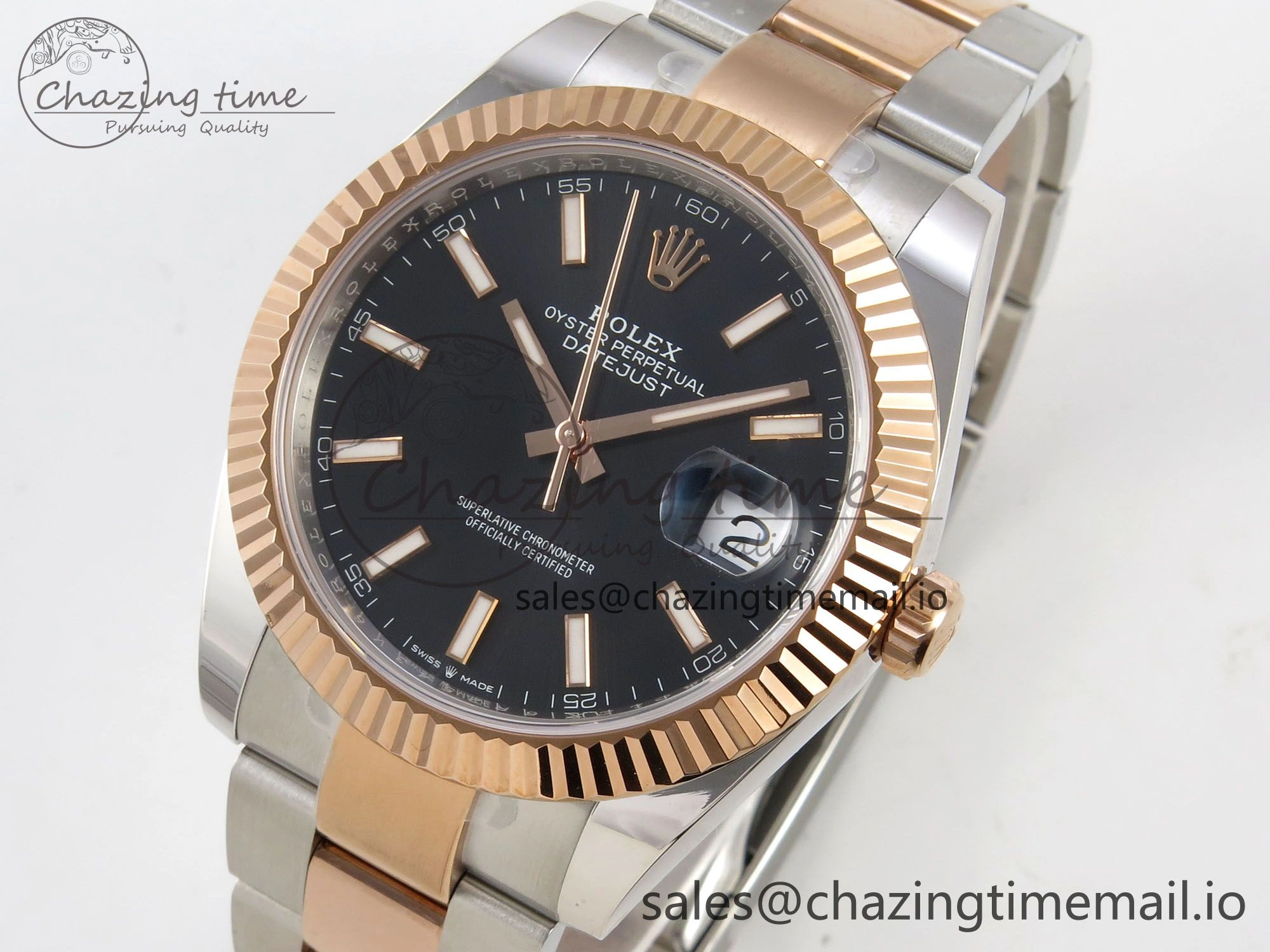 WaterResistant DateJust 41 126331 SS RG ARF 1:1 Best Edition Black Stick Dial on Oyster Bracelet SH3235 (Weighted) 189