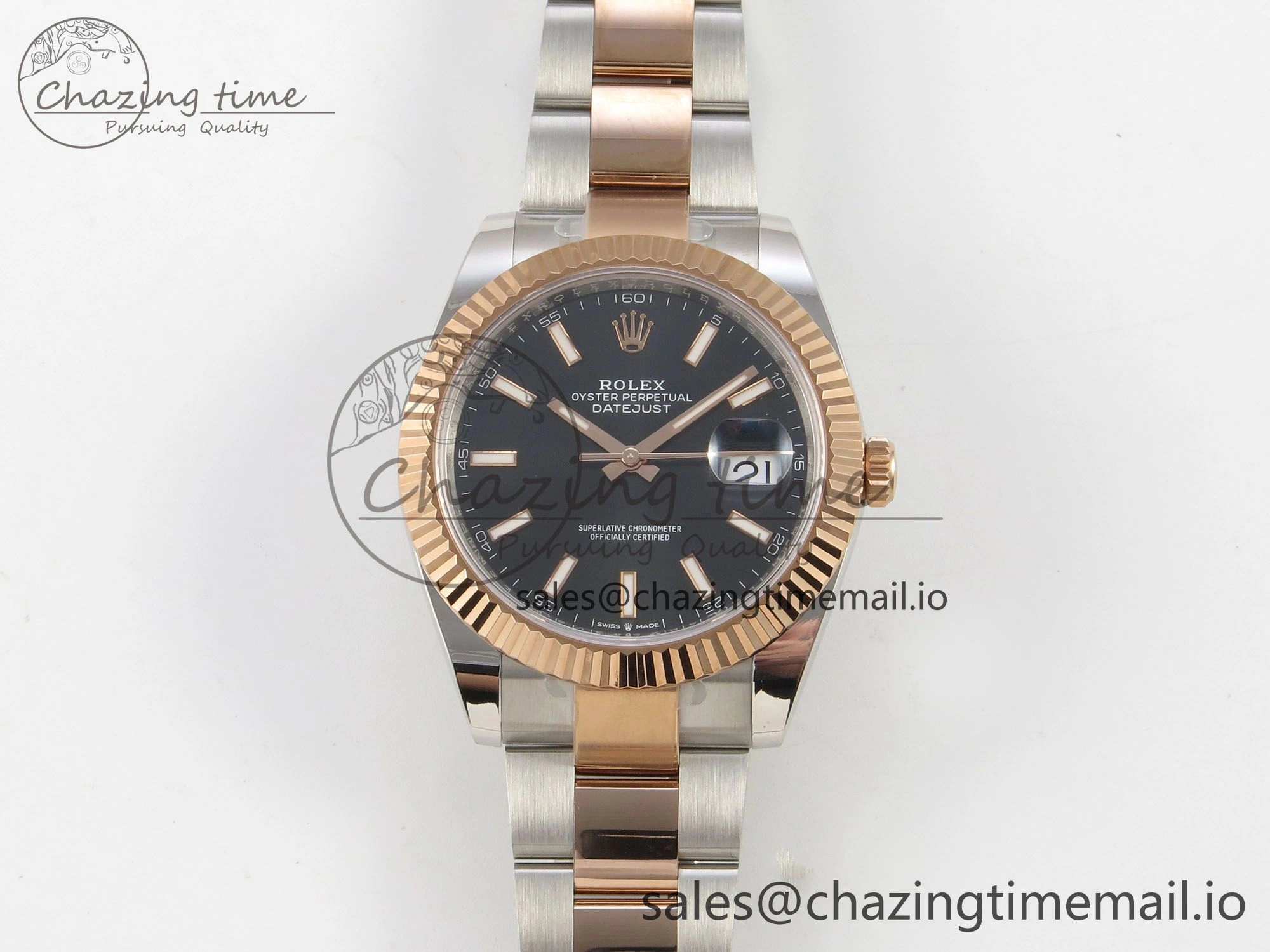 WaterResistant DateJust 41 126331 SS RG ARF 1:1 Best Edition Black Stick Dial on Oyster Bracelet SH3235 (Weighted) 189