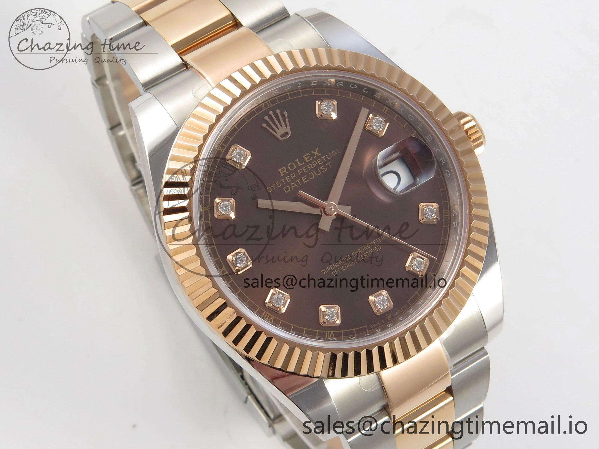 DateJust 41 126331 SS RG ARF 1:1 Best Edition Brown Diamonds Dial on Oyster Bracelet SH3235 (Weighted) OnTrend 187