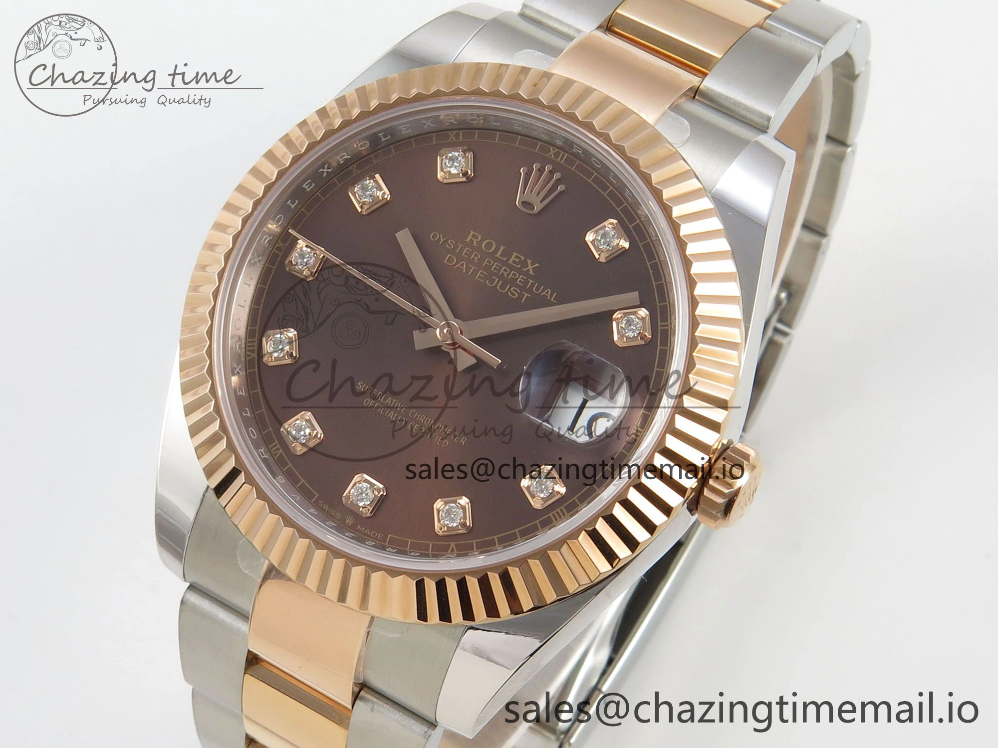 DateJust 41 126331 SS RG ARF 1:1 Best Edition Brown Diamonds Dial on Oyster Bracelet SH3235 (Weighted) OnTrend 187