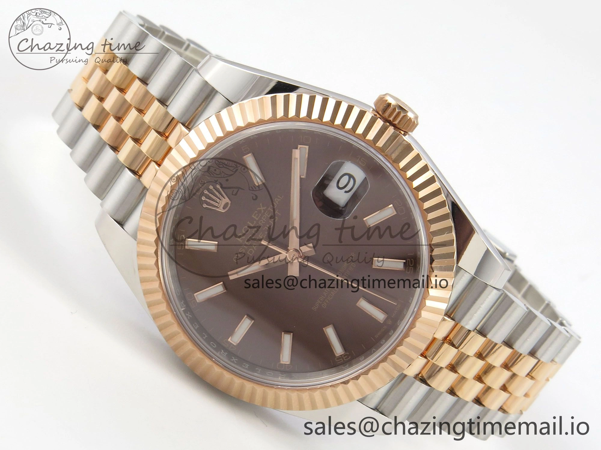 DateJust 41 126331 SS RG ARF 1:1 Best Edition Brown Stick Dial on Jubilee Bracelet SH3235 (Weighted) Neat 196