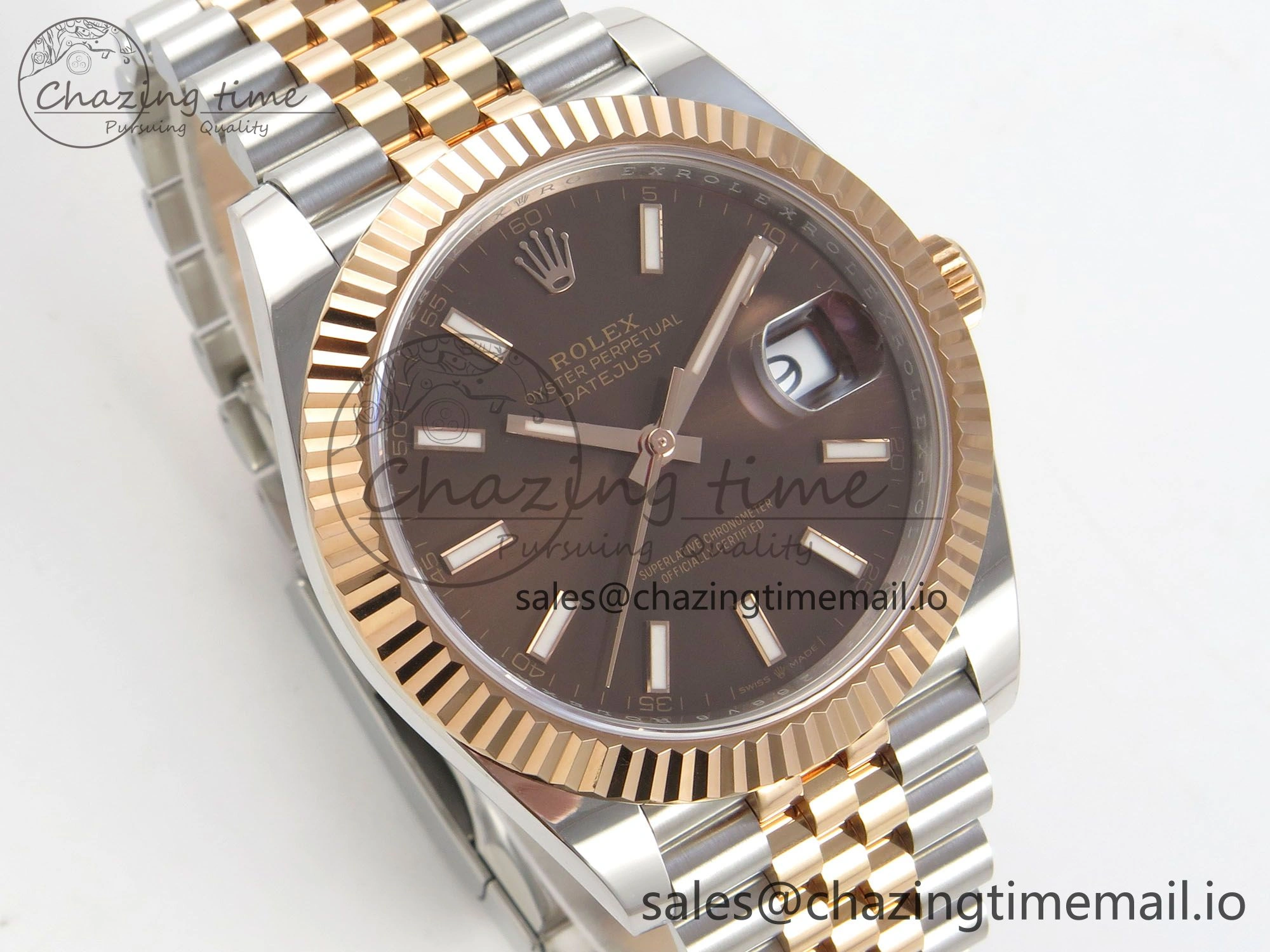 DateJust 41 126331 SS RG ARF 1:1 Best Edition Brown Stick Dial on Jubilee Bracelet SH3235 (Weighted) Neat 196