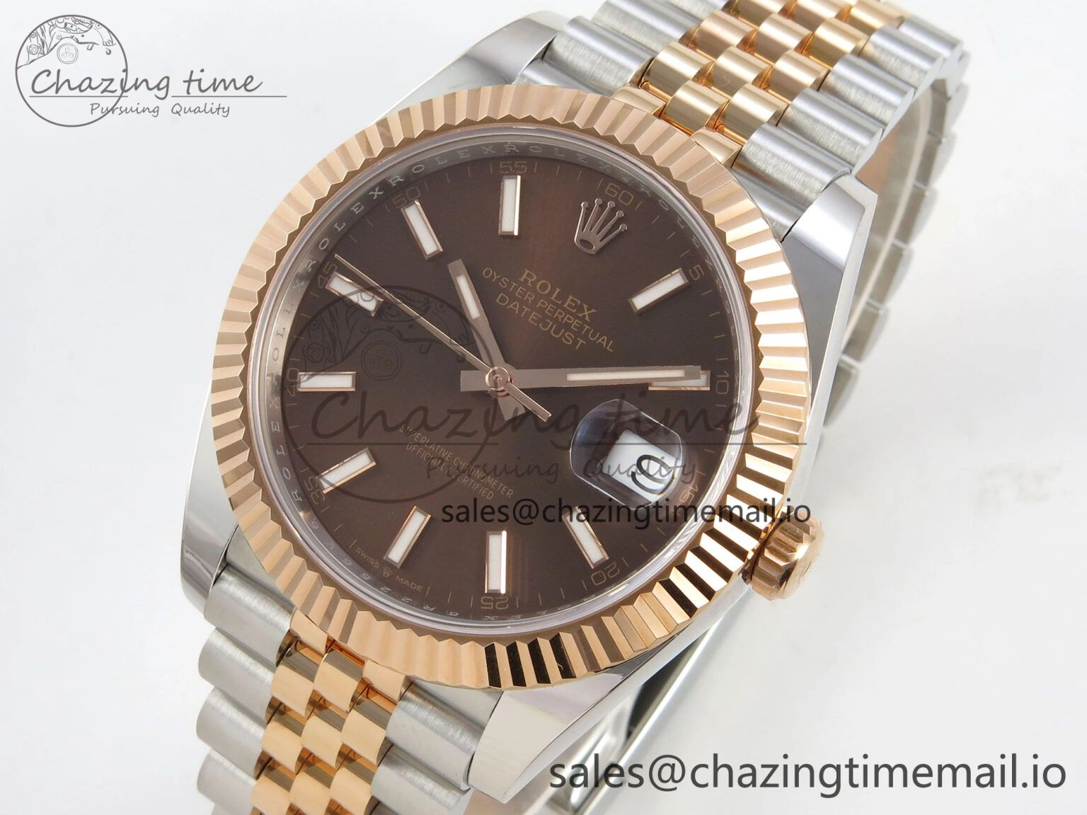 DateJust 41 126331 SS RG ARF 1:1 Best Edition Brown Stick Dial on Jubilee Bracelet SH3235 (Weighted) Neat 196