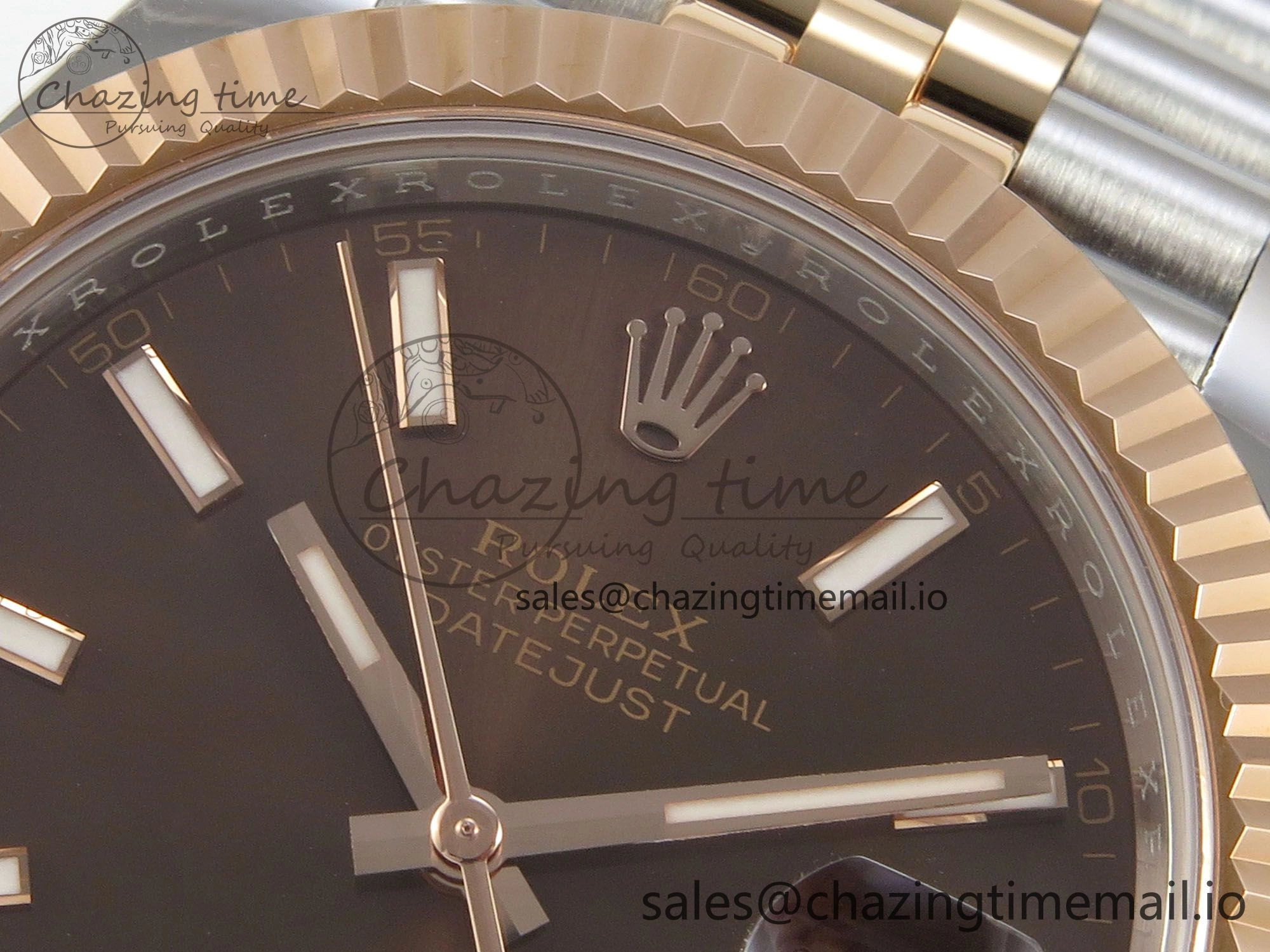 DateJust 41 126331 SS RG ARF 1:1 Best Edition Brown Stick Dial on Jubilee Bracelet SH3235 (Weighted) Neat 196