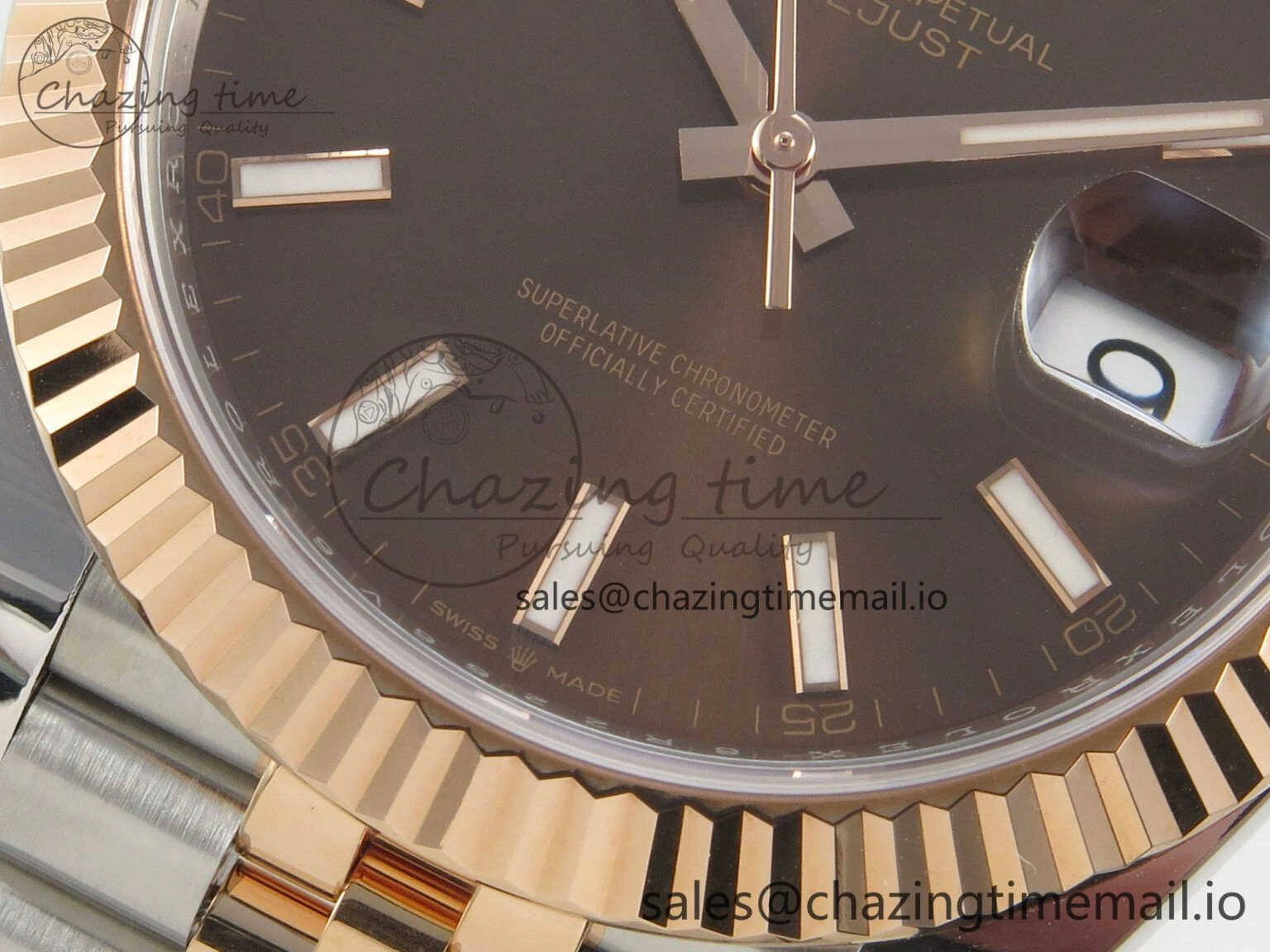 DateJust 41 126331 SS RG ARF 1:1 Best Edition Brown Stick Dial on Jubilee Bracelet SH3235 (Weighted) Neat 196