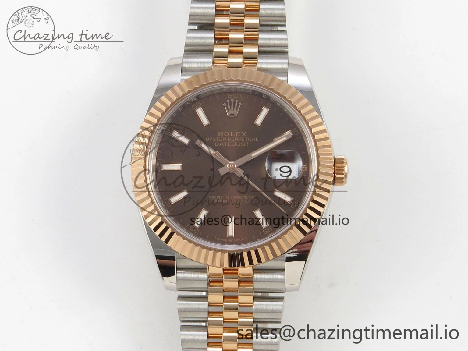 DateJust 41 126331 SS RG ARF 1:1 Best Edition Brown Stick Dial on Jubilee Bracelet SH3235 (Weighted) Neat 196