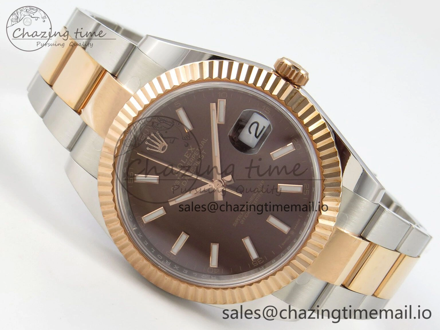Efficient DateJust 41 126331 SS RG ARF 1:1 Best Edition Brown Stick Dial on Oyster Bracelet SH3235 (Weighted) 201