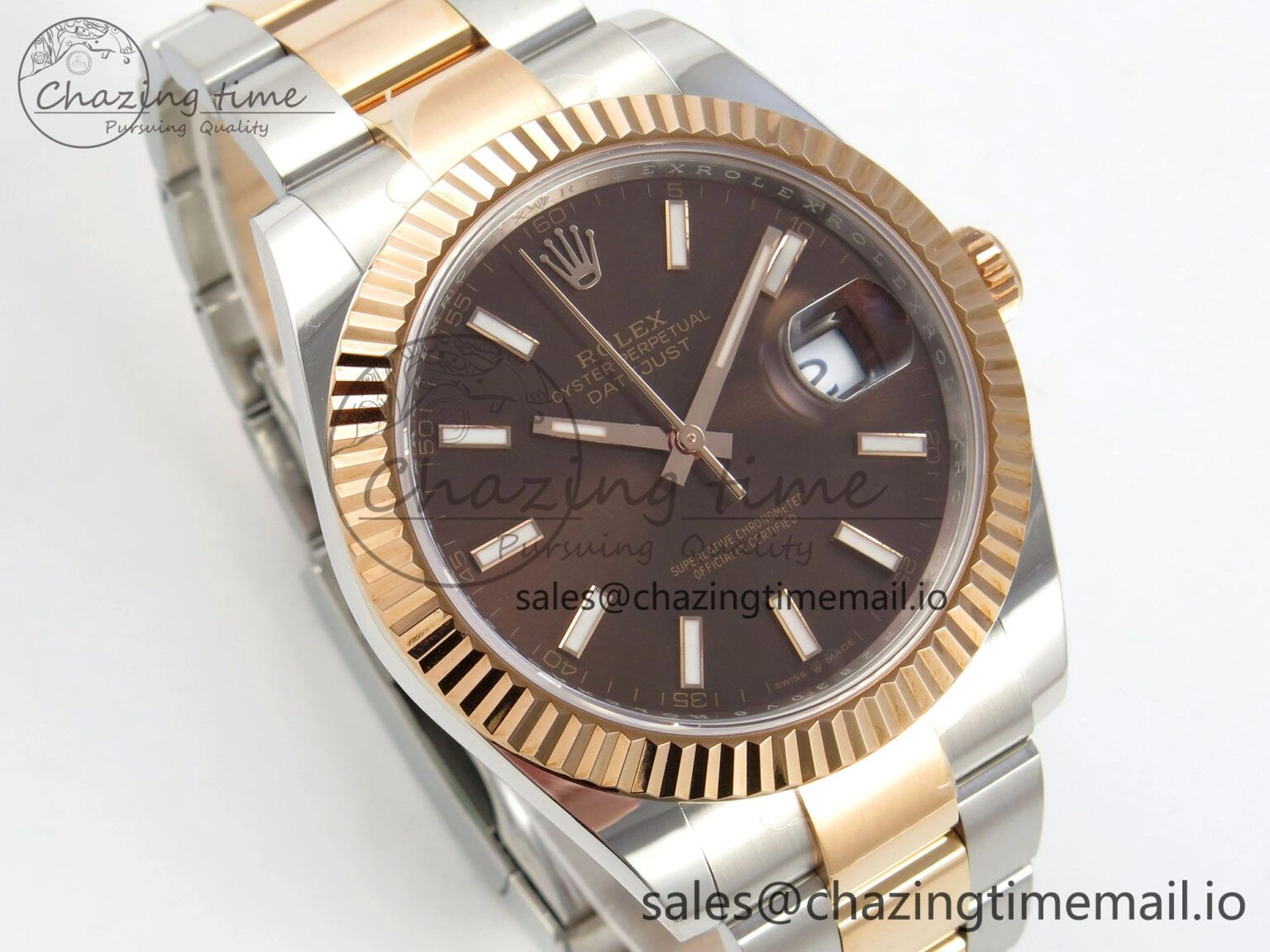 Efficient DateJust 41 126331 SS RG ARF 1:1 Best Edition Brown Stick Dial on Oyster Bracelet SH3235 (Weighted) 201