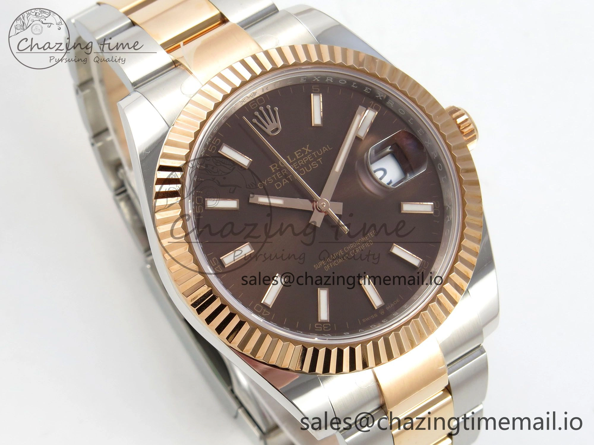 Efficient DateJust 41 126331 SS RG ARF 1:1 Best Edition Brown Stick Dial on Oyster Bracelet SH3235 (Weighted) 201