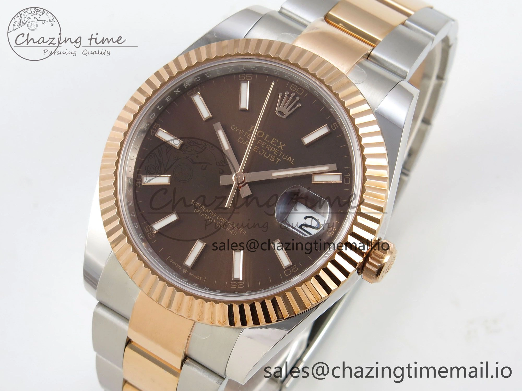Efficient DateJust 41 126331 SS RG ARF 1:1 Best Edition Brown Stick Dial on Oyster Bracelet SH3235 (Weighted) 201