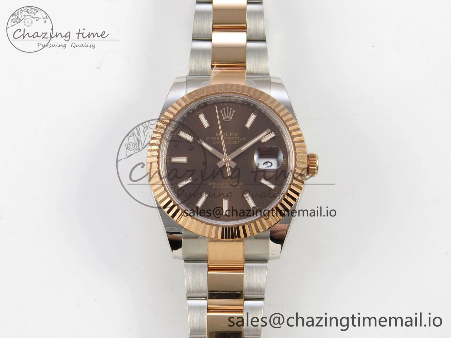 Efficient DateJust 41 126331 SS RG ARF 1:1 Best Edition Brown Stick Dial on Oyster Bracelet SH3235 (Weighted) 201