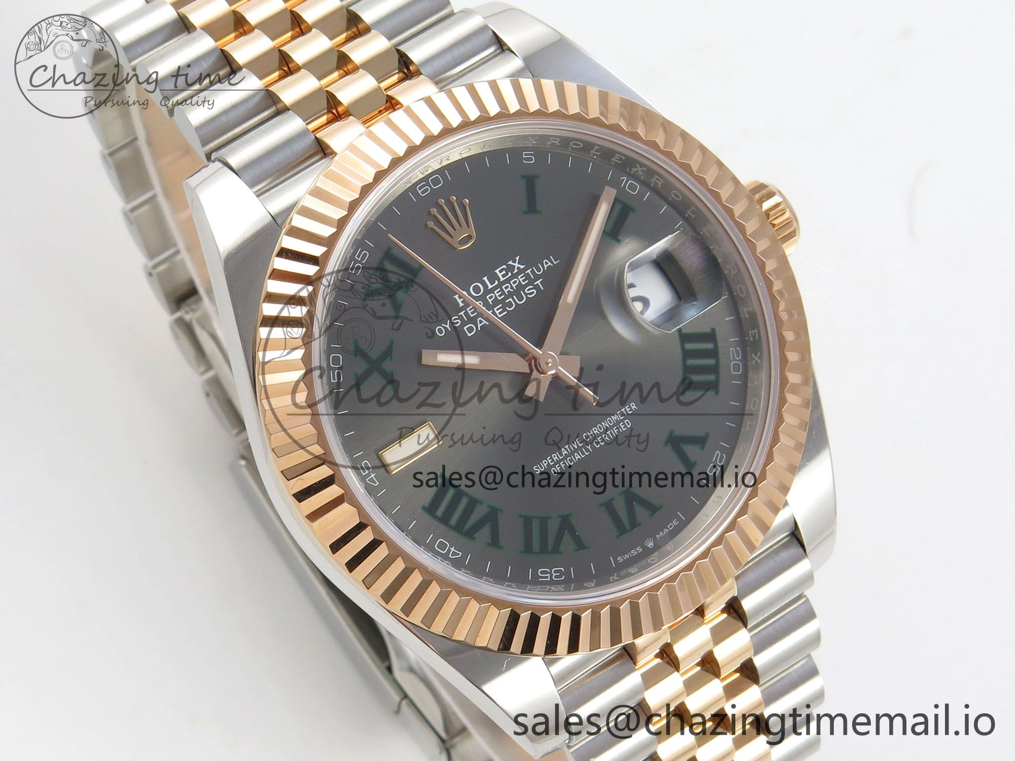 Original DateJust 41 126331 SS RG ARF 1:1 Best Edition Gray Roman Dial on Jubilee Bracelet SH3235 (Weighted) 191