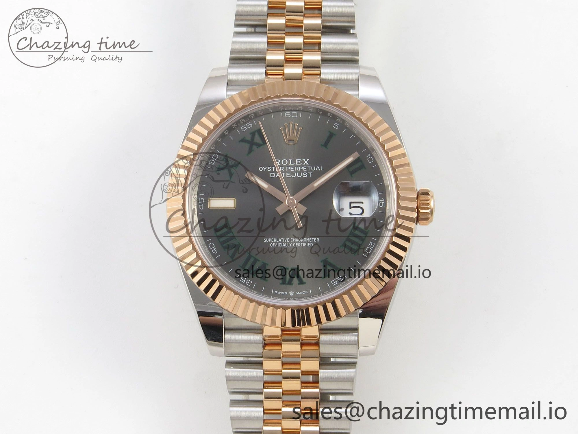 Original DateJust 41 126331 SS RG ARF 1:1 Best Edition Gray Roman Dial on Jubilee Bracelet SH3235 (Weighted) 191