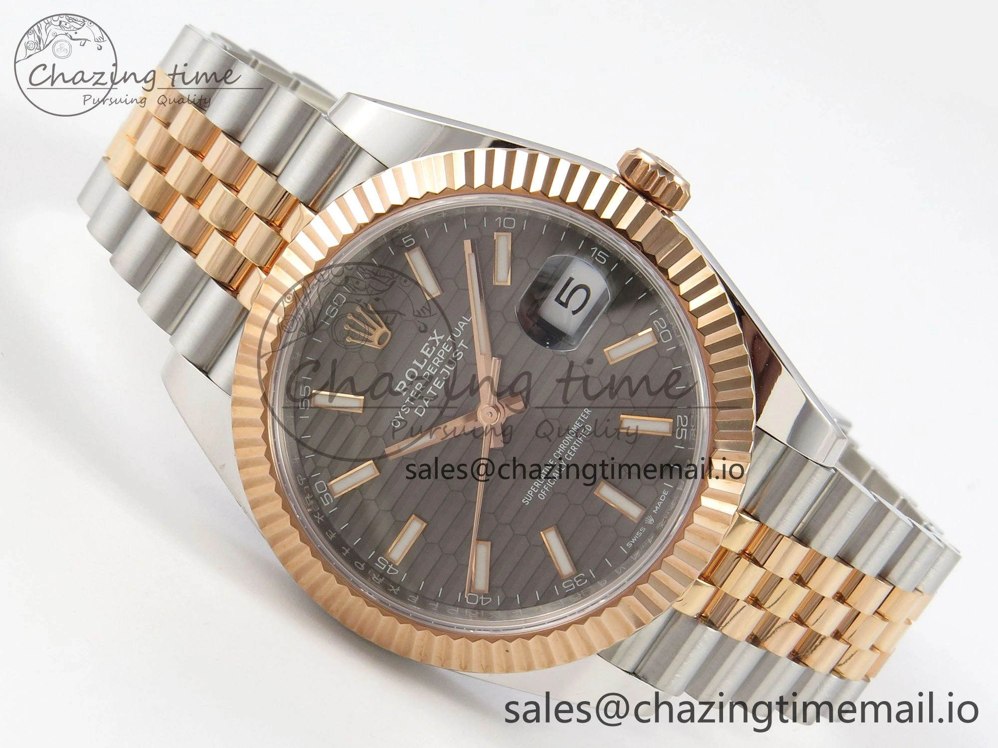 EasyMatch DateJust 41 126331 SS RG ARF 1:1 Best Edition Gray Texture Stick Dial on Jubilee Bracelet SH3235 (Weighted) 203