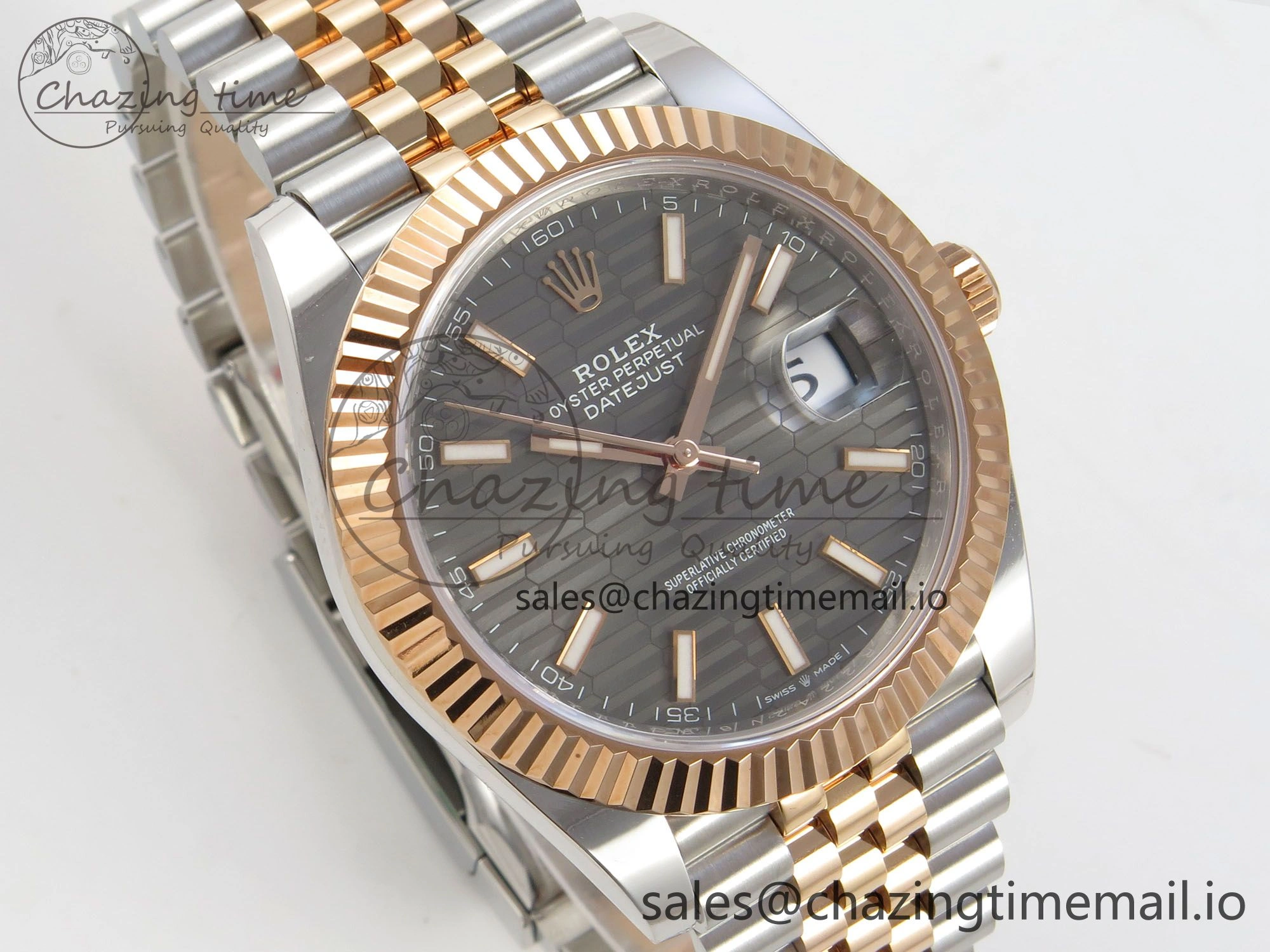 EasyMatch DateJust 41 126331 SS RG ARF 1:1 Best Edition Gray Texture Stick Dial on Jubilee Bracelet SH3235 (Weighted) 203