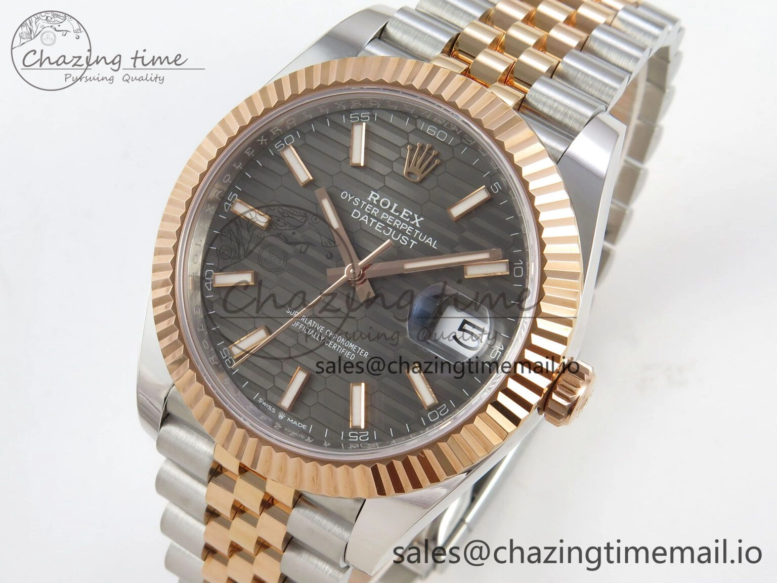 EasyMatch DateJust 41 126331 SS RG ARF 1:1 Best Edition Gray Texture Stick Dial on Jubilee Bracelet SH3235 (Weighted) 203