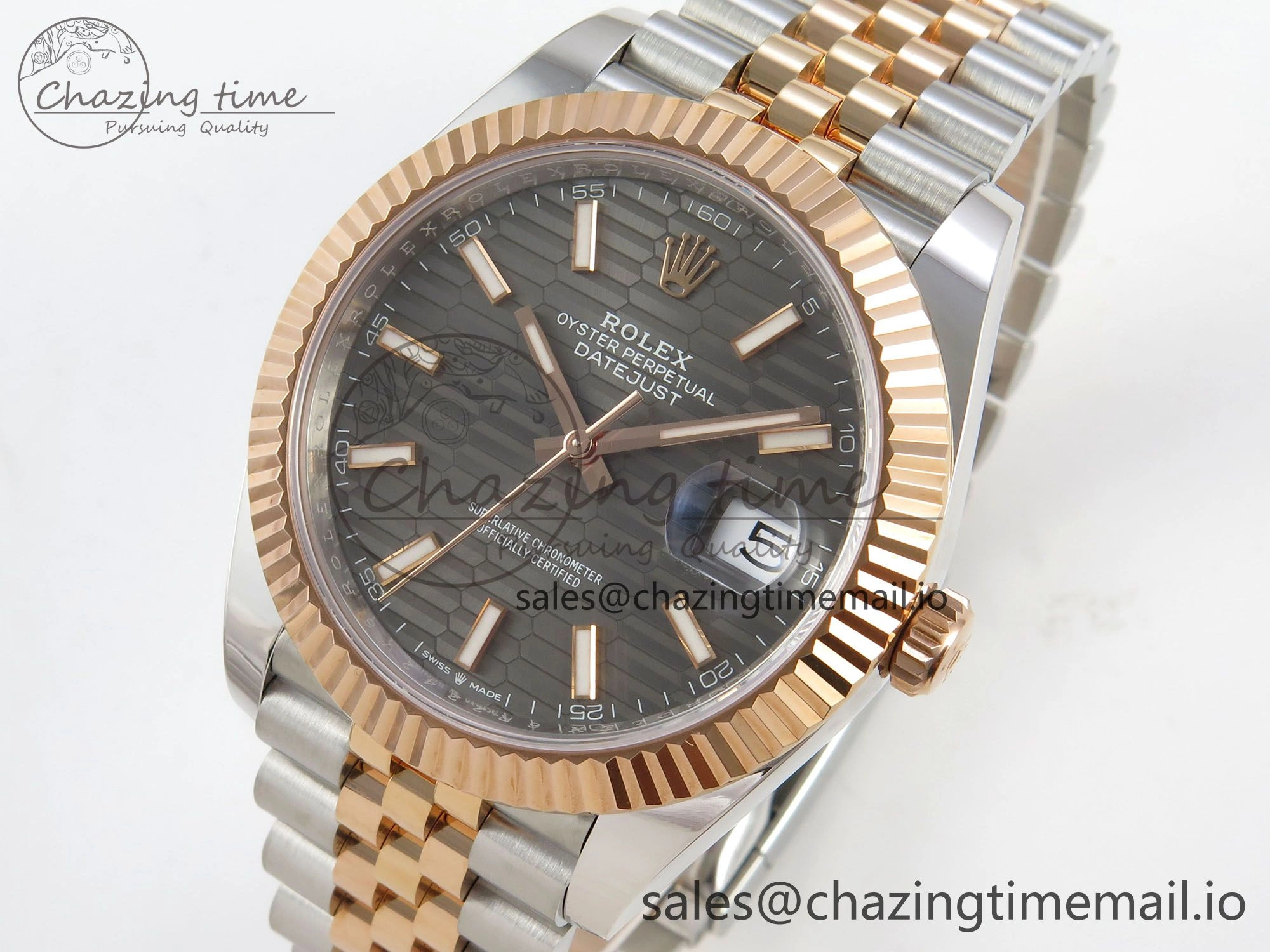 EasyMatch DateJust 41 126331 SS RG ARF 1:1 Best Edition Gray Texture Stick Dial on Jubilee Bracelet SH3235 (Weighted) 203