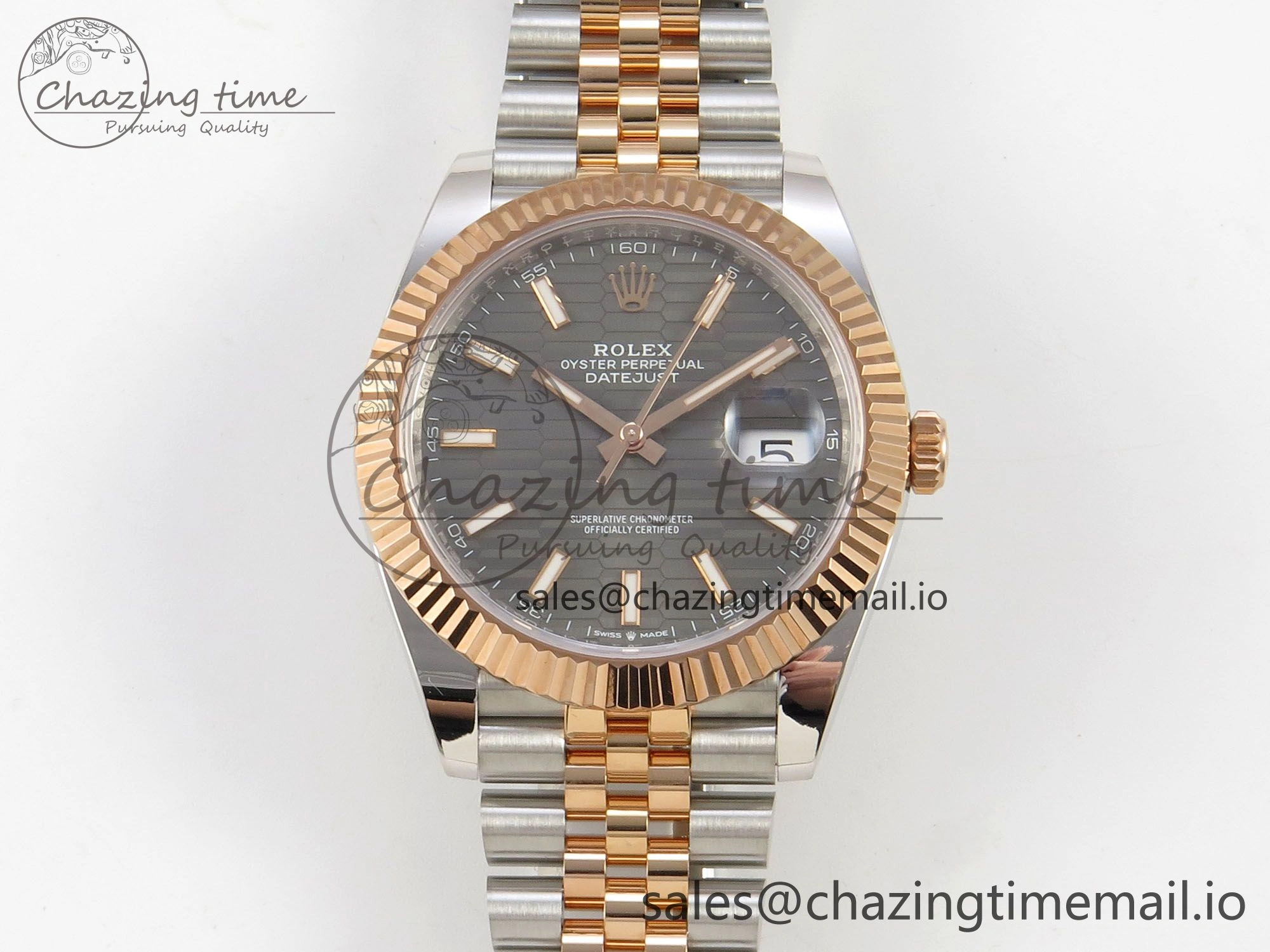 EasyMatch DateJust 41 126331 SS RG ARF 1:1 Best Edition Gray Texture Stick Dial on Jubilee Bracelet SH3235 (Weighted) 203
