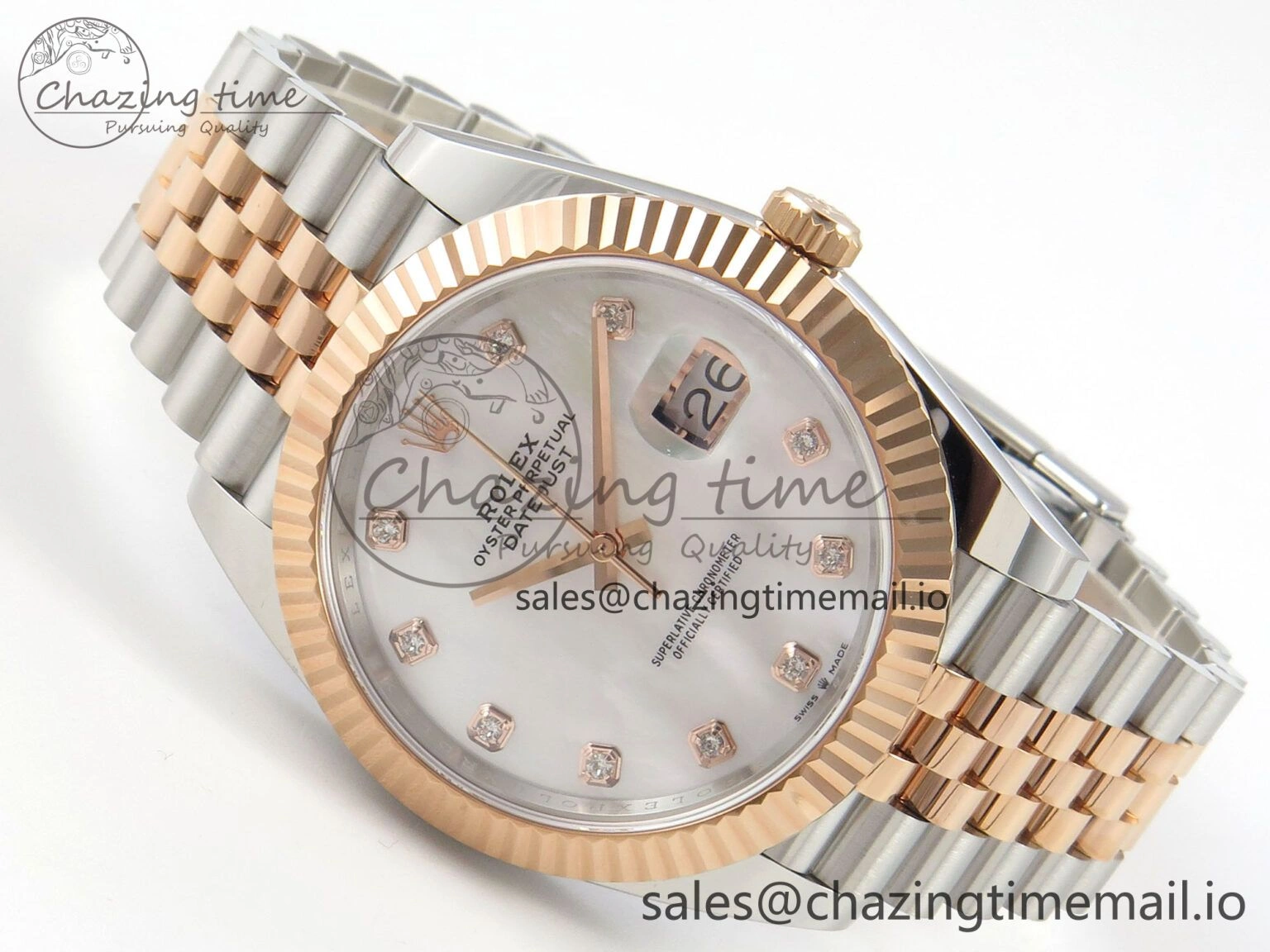 DateJust 41 126331 SS RG ARF 1:1 Best Edition White MOP Diamonds  Dial on Jubilee Bracelet SH3235 (Weighted) Efficient 194