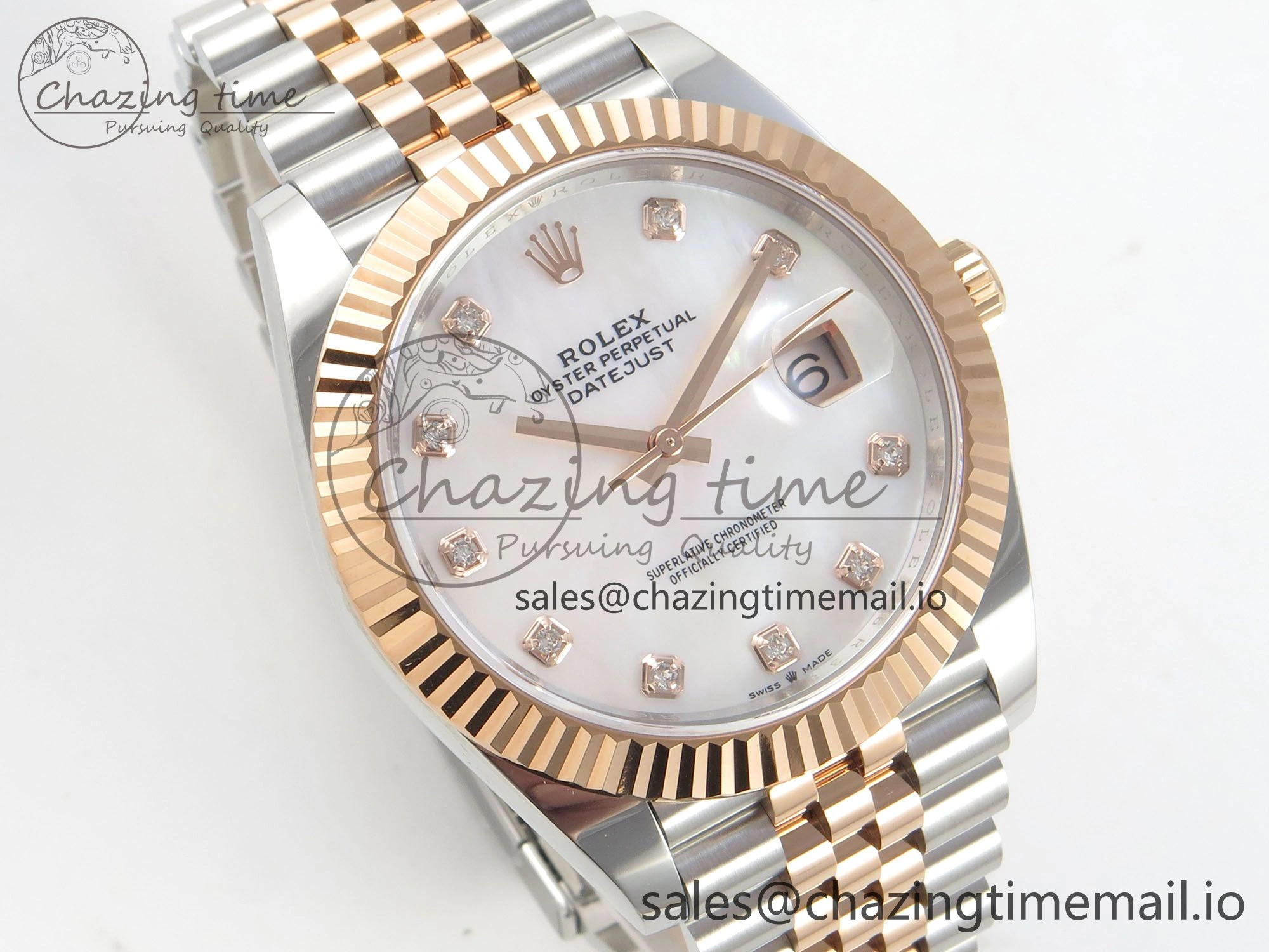 DateJust 41 126331 SS RG ARF 1:1 Best Edition White MOP Diamonds  Dial on Jubilee Bracelet SH3235 (Weighted) Efficient 194