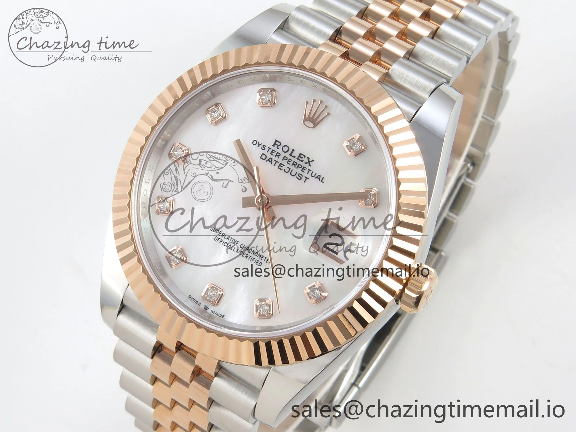 DateJust 41 126331 SS RG ARF 1:1 Best Edition White MOP Diamonds  Dial on Jubilee Bracelet SH3235 (Weighted) Efficient 194