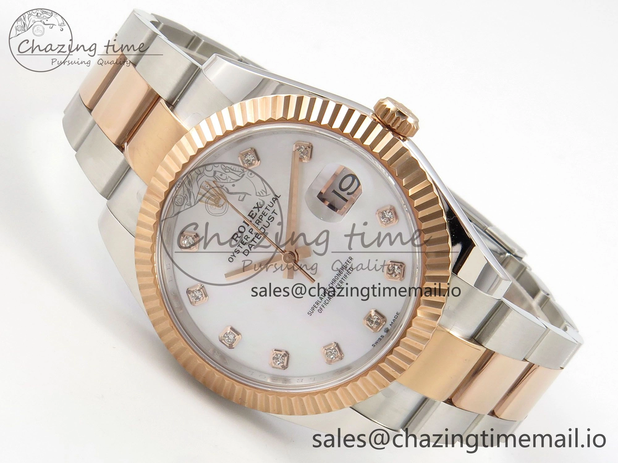 WaterResistant DateJust 41 126331 SS RG ARF 1:1 Best Edition White MOP Diamonds Dial on Oyster Bracelet SH3235 (Weighted) 186