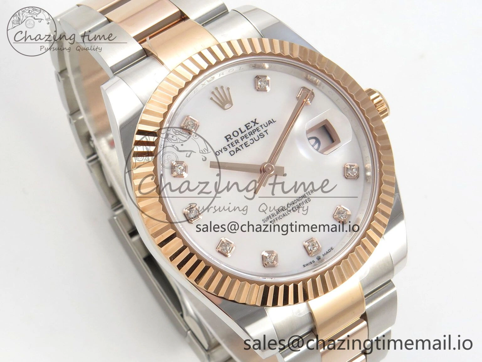 WaterResistant DateJust 41 126331 SS RG ARF 1:1 Best Edition White MOP Diamonds Dial on Oyster Bracelet SH3235 (Weighted) 186