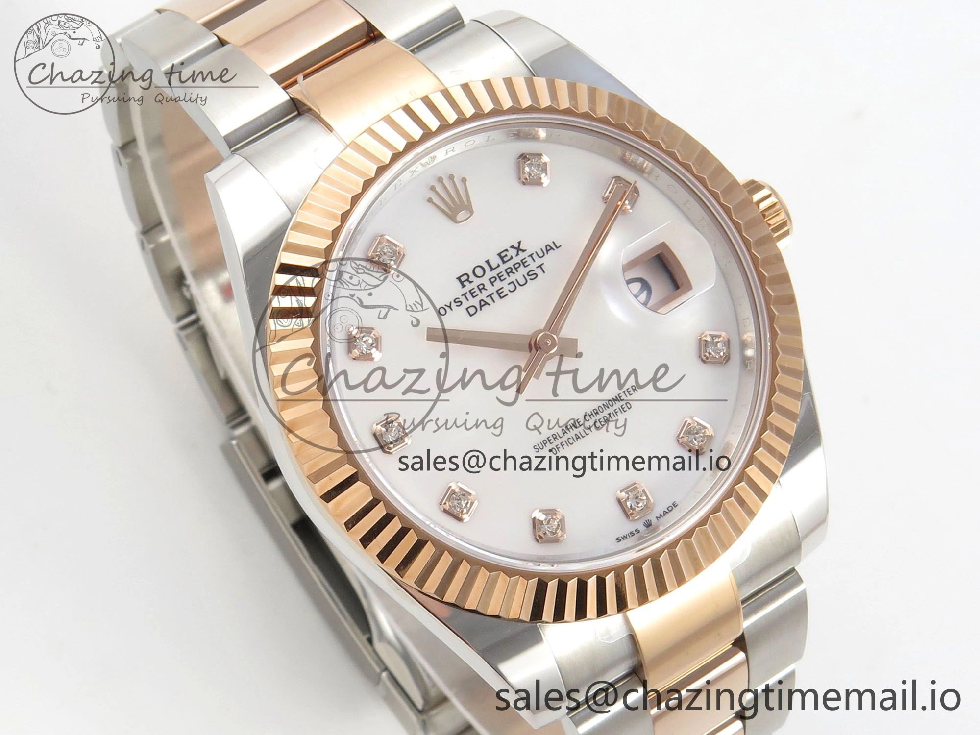 WaterResistant DateJust 41 126331 SS RG ARF 1:1 Best Edition White MOP Diamonds Dial on Oyster Bracelet SH3235 (Weighted) 186