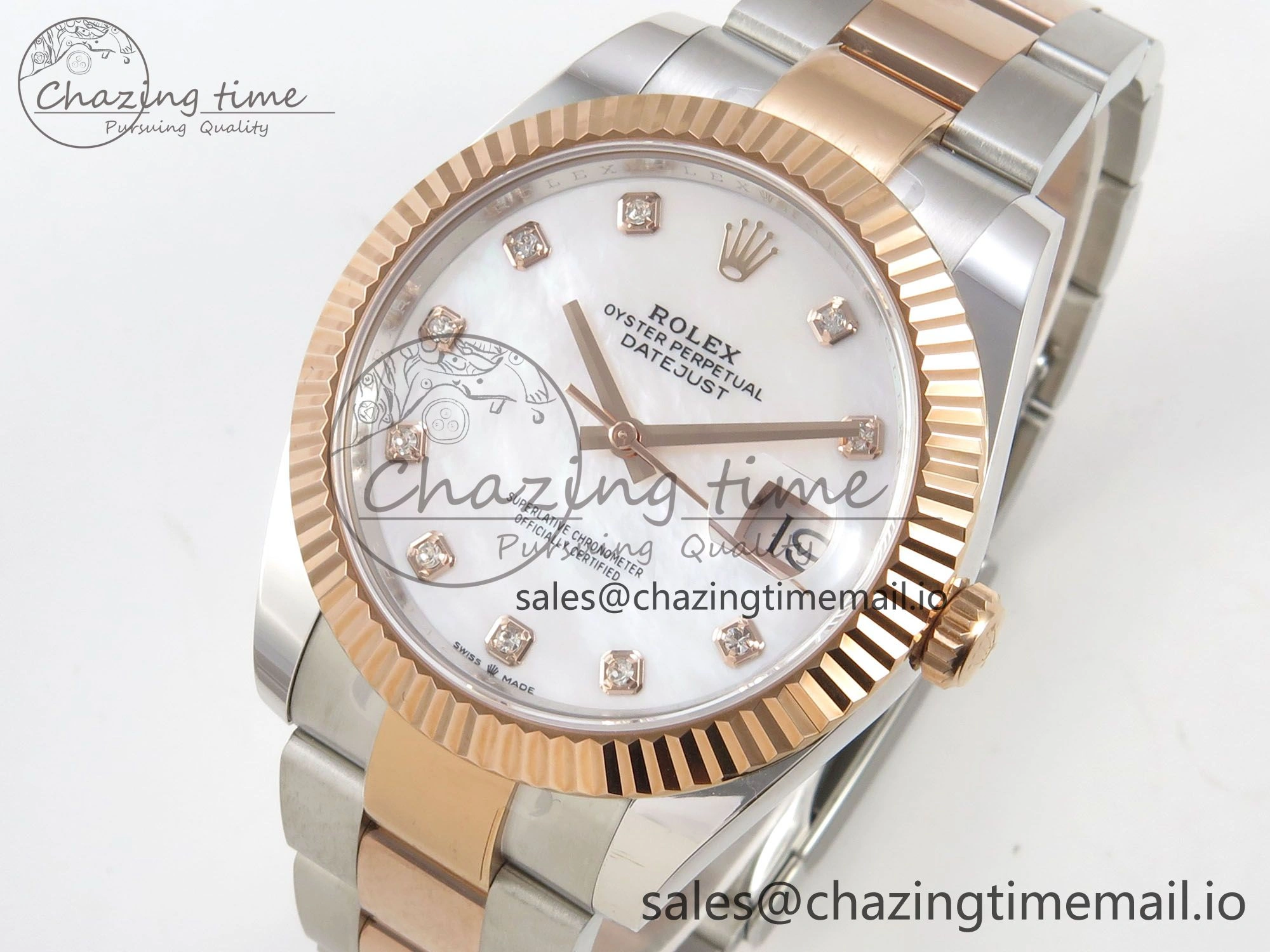 WaterResistant DateJust 41 126331 SS RG ARF 1:1 Best Edition White MOP Diamonds Dial on Oyster Bracelet SH3235 (Weighted) 186