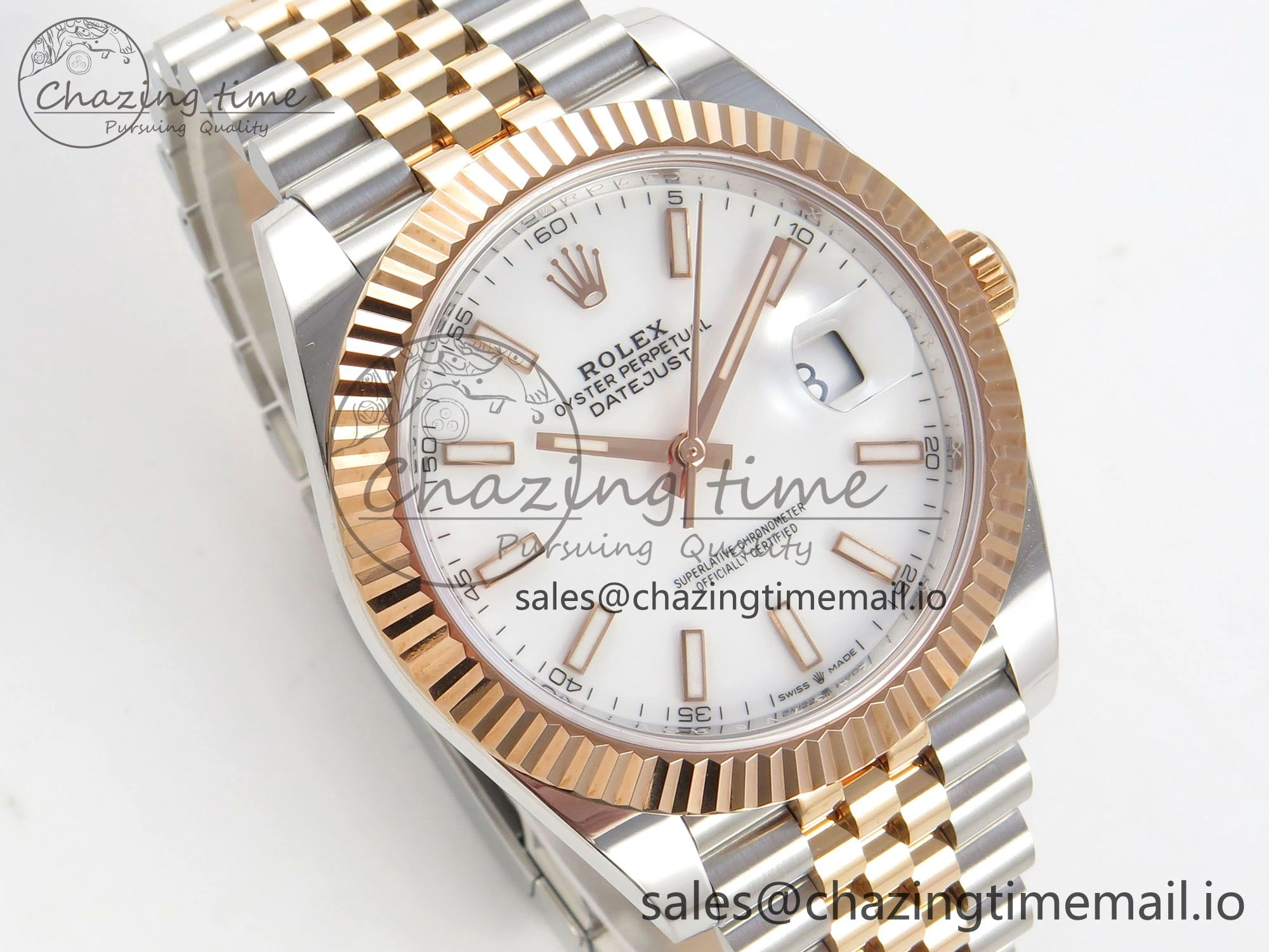 DateJust 41 126331 SS RG ARF 1:1 Best Edition White Stick Dial on Jubilee Bracelet SH3235 (Weighted) BestValue 199