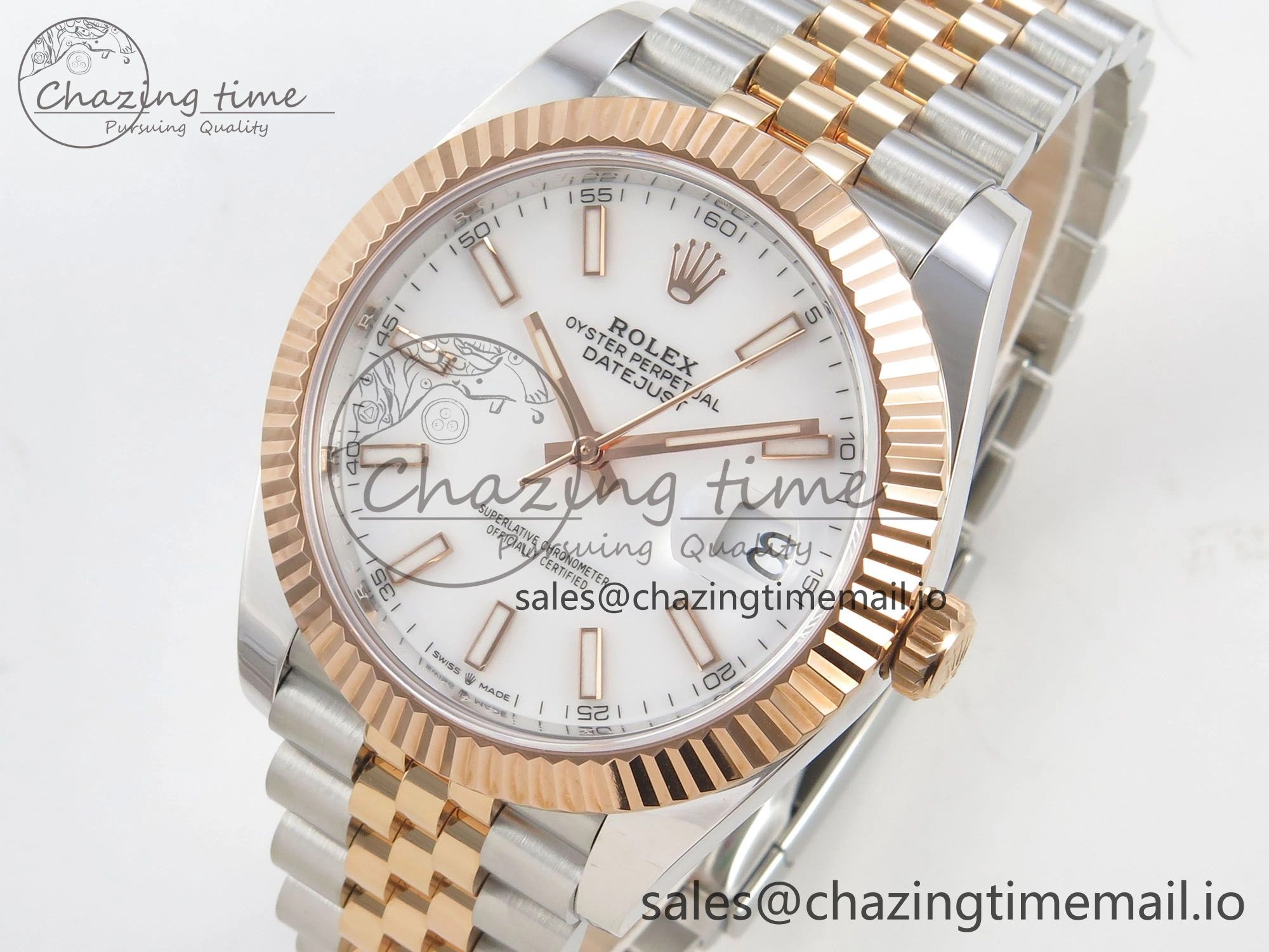 DateJust 41 126331 SS RG ARF 1:1 Best Edition White Stick Dial on Jubilee Bracelet SH3235 (Weighted) BestValue 199