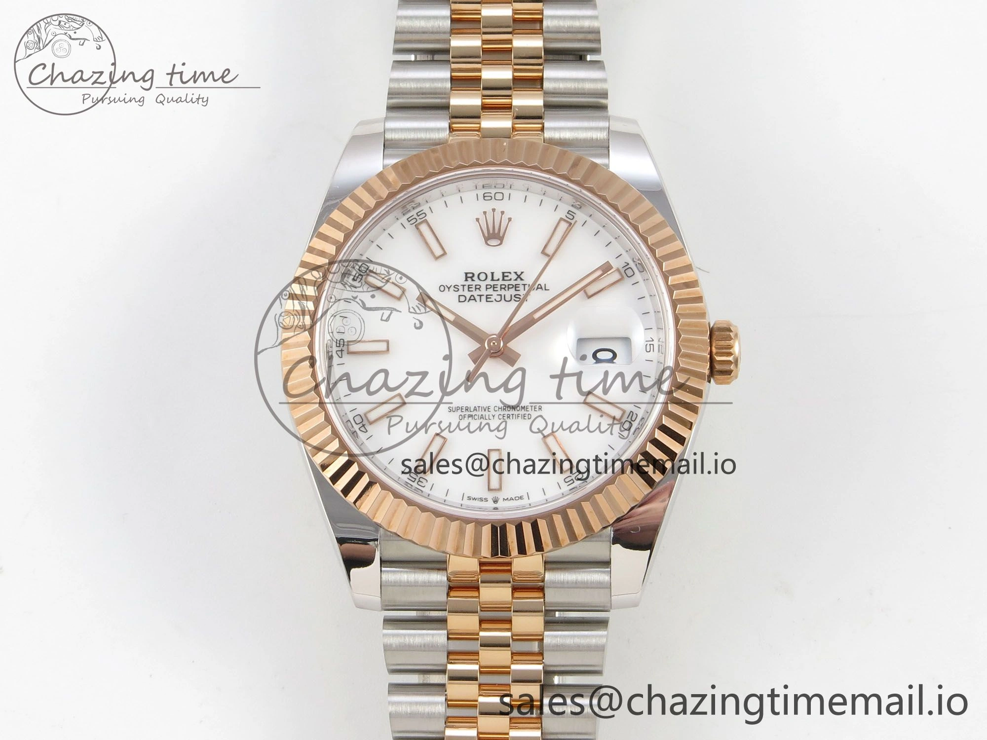 DateJust 41 126331 SS RG ARF 1:1 Best Edition White Stick Dial on Jubilee Bracelet SH3235 (Weighted) BestValue 199