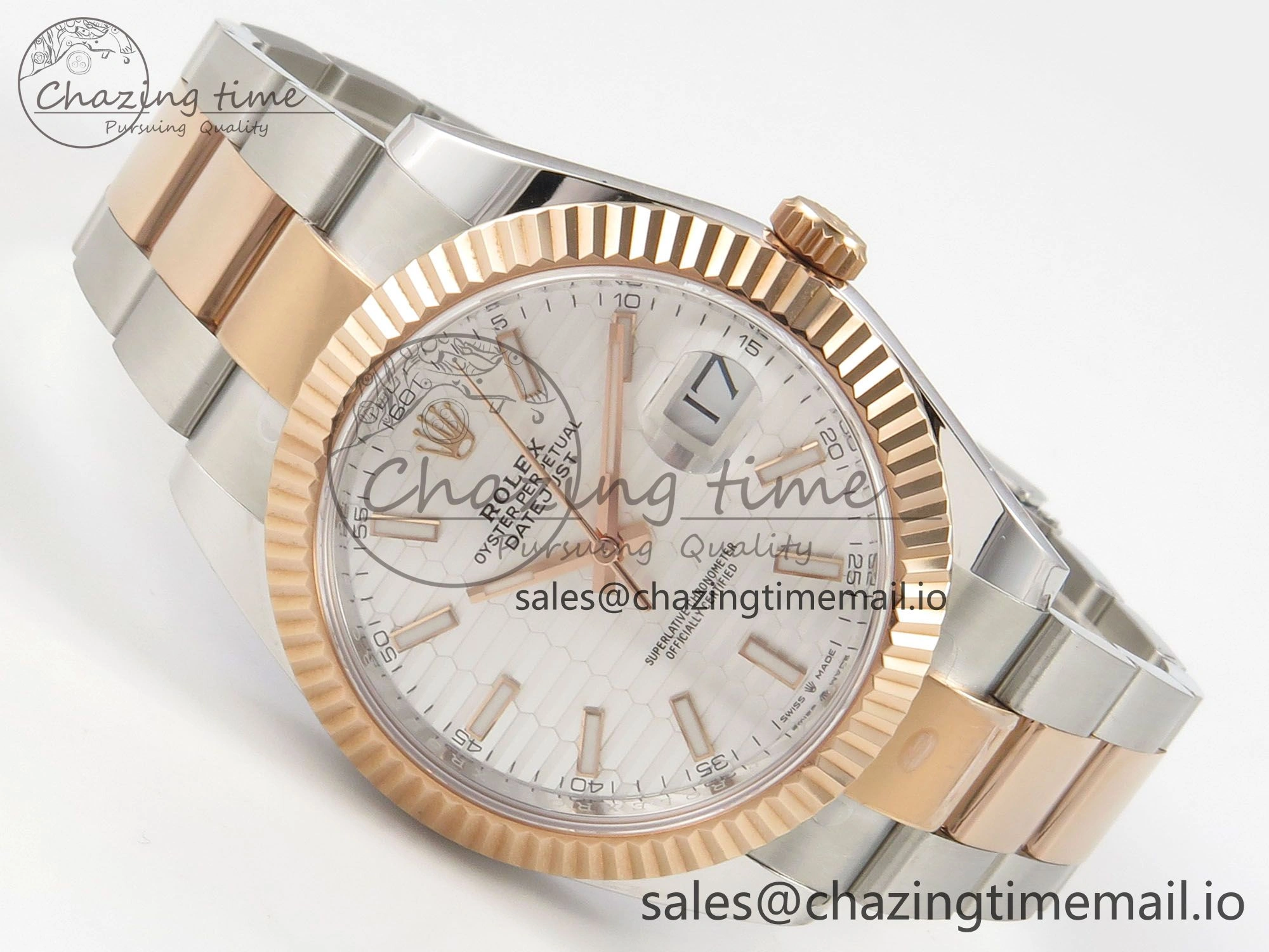 EasyMatch DateJust 41 126331 SS RG ARF 1:1 Best Edition White Texture Stick Dial on Oyster Bracelet SH3235 (Weighted) 192