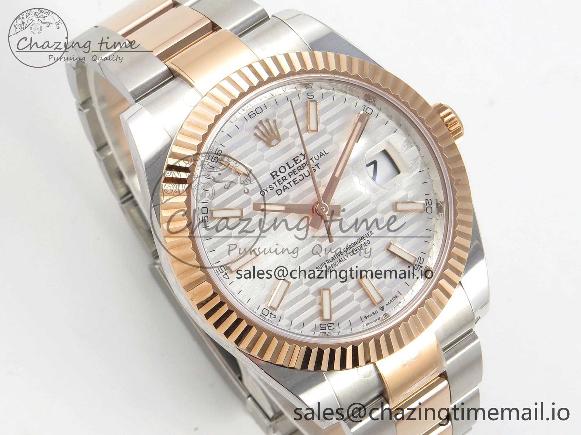 EasyMatch DateJust 41 126331 SS RG ARF 1:1 Best Edition White Texture Stick Dial on Oyster Bracelet SH3235 (Weighted) 192